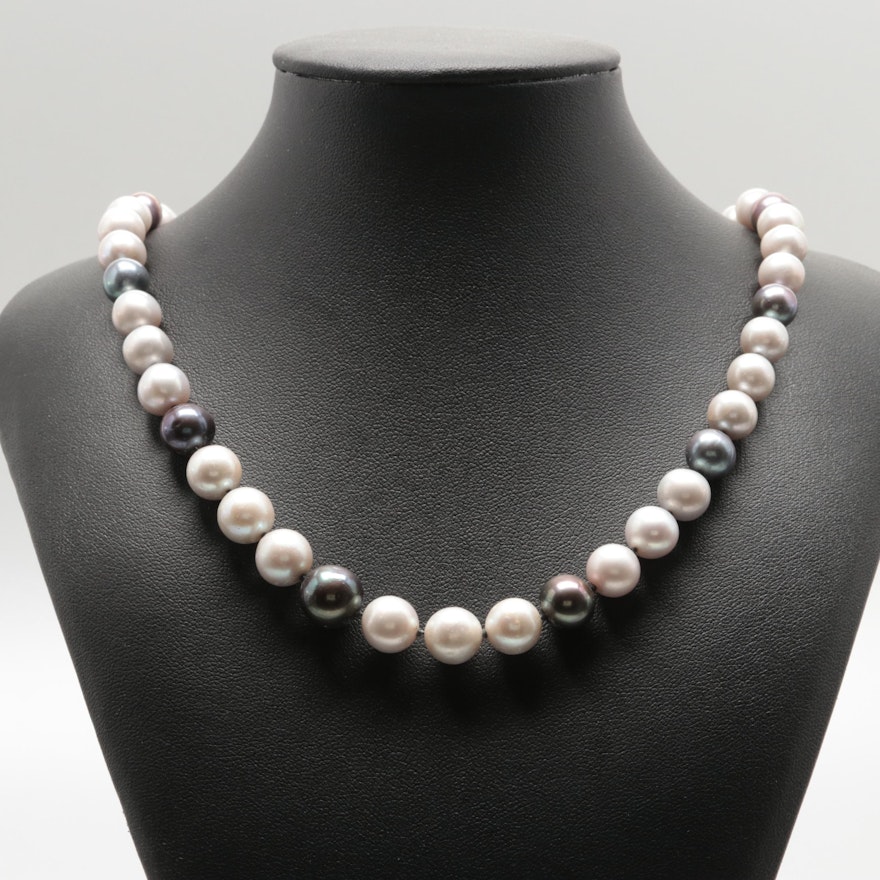 14K White Gold Cultured Pearl Necklace