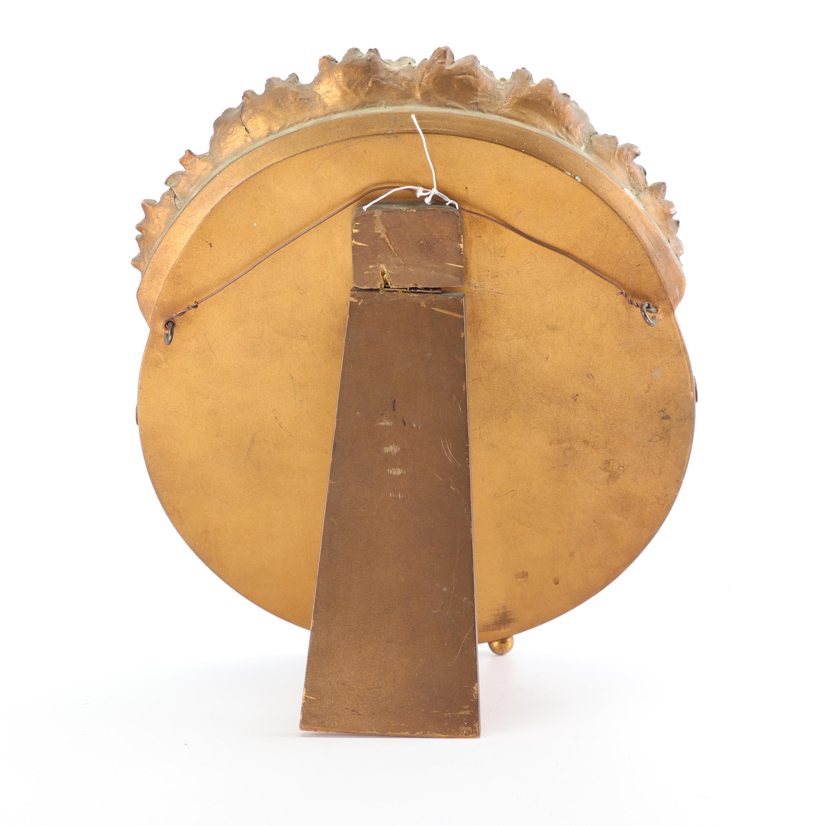 Round Beveled Vanity Mirror with Hand-Painted Gesso over Wood Floral Crown