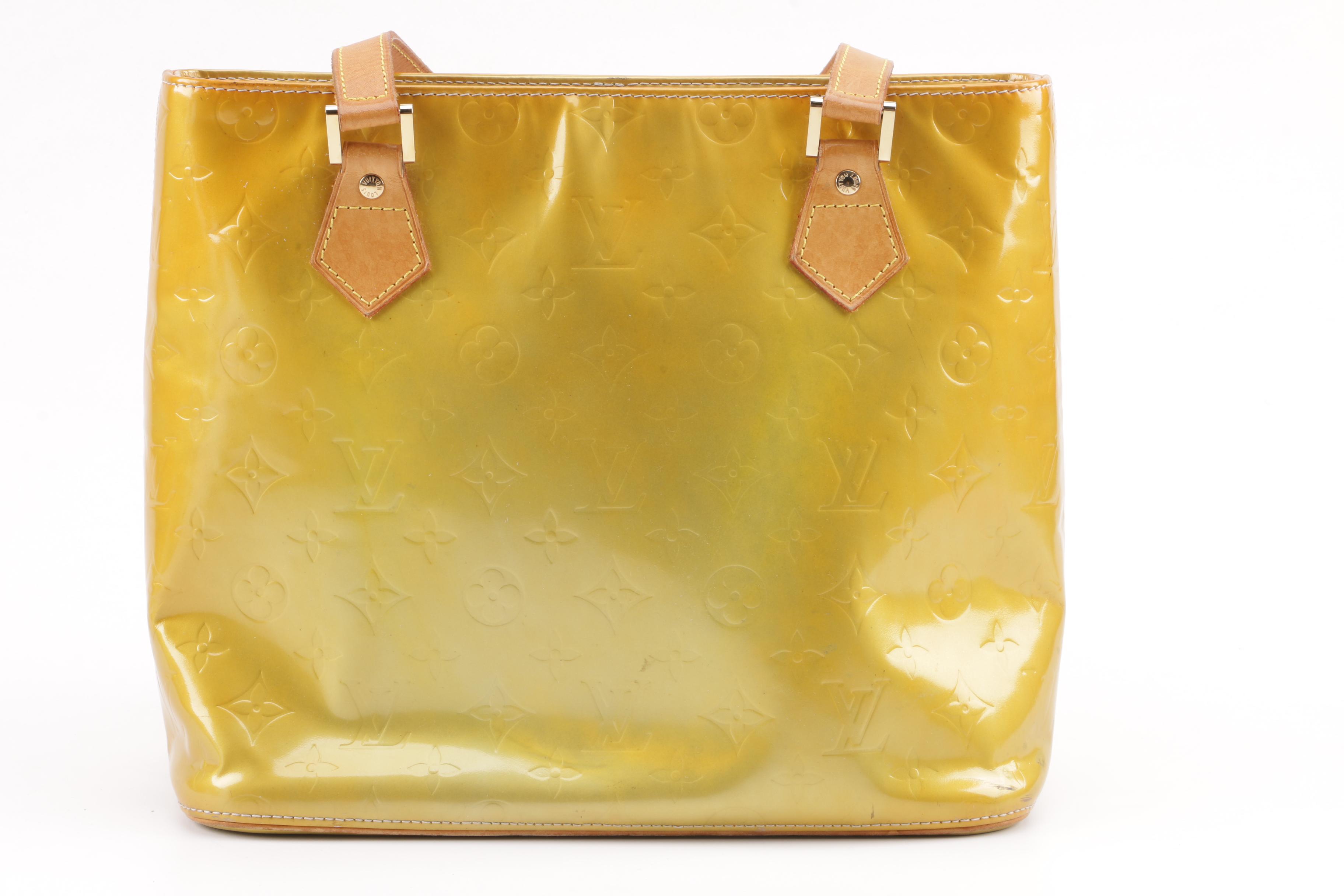 1999 Louis Vuitton Paris Yellow Vernis Monogram Columbus Tote