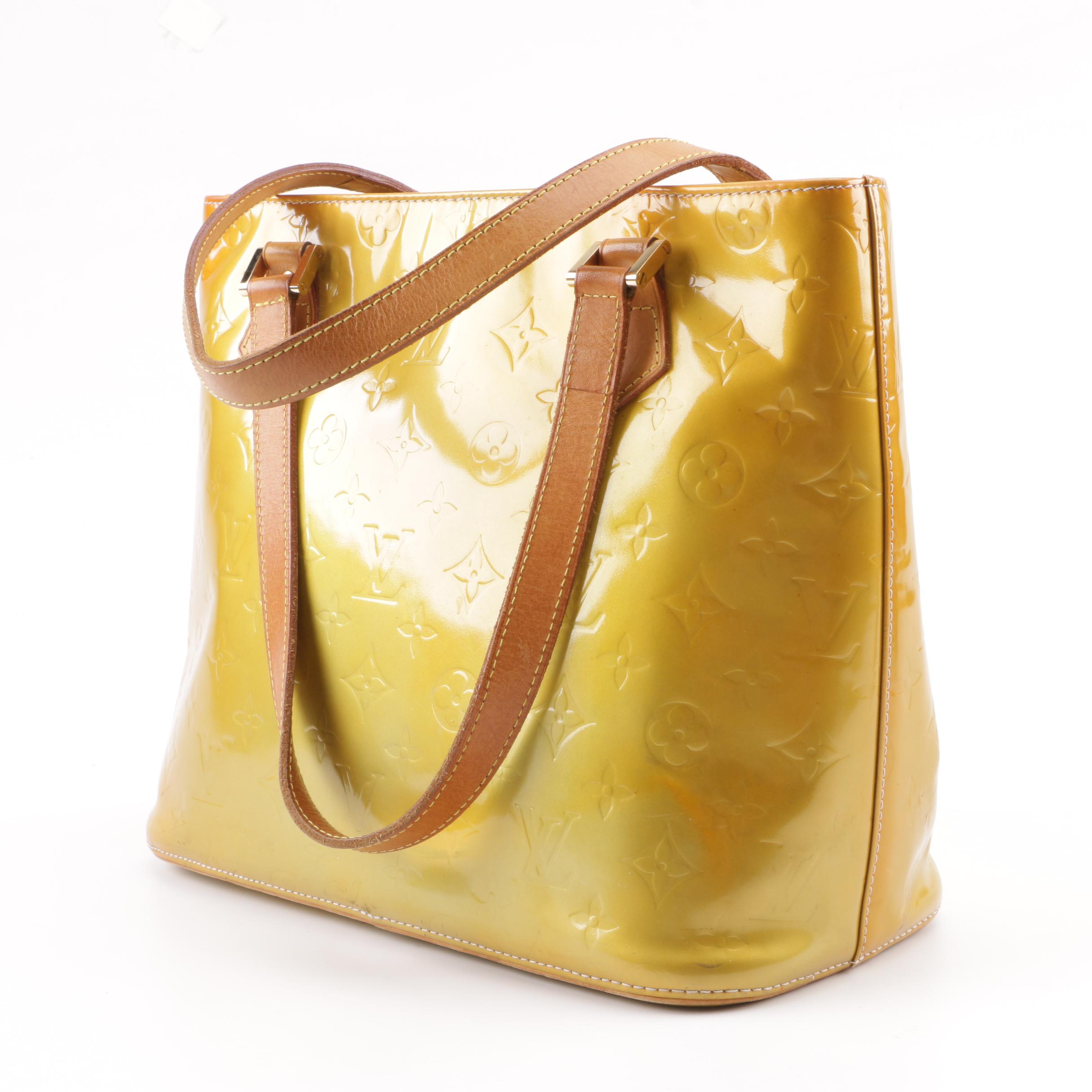 1999 Louis Vuitton Paris Yellow Vernis Monogram Columbus Tote
