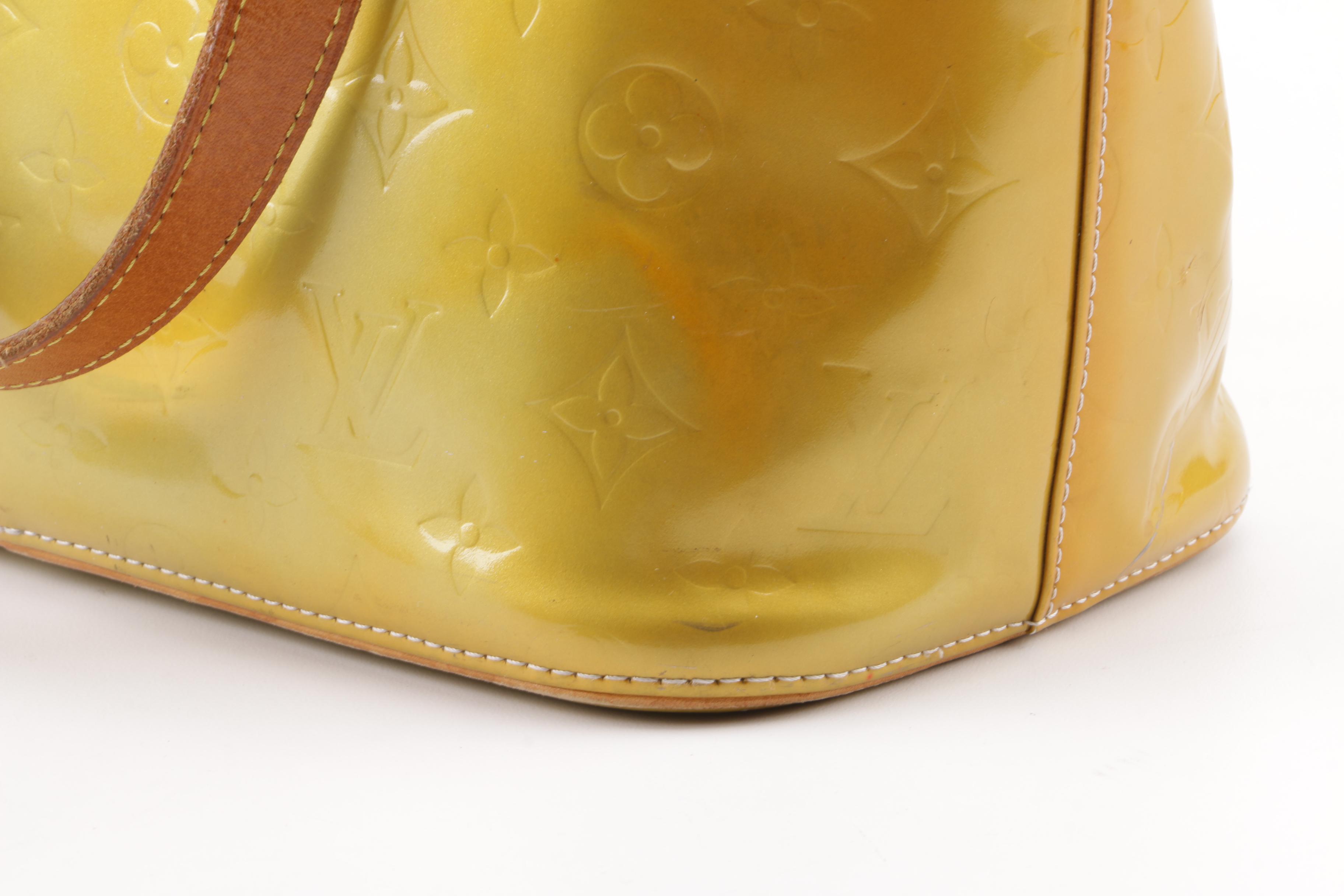 1999 Louis Vuitton Paris Yellow Vernis Monogram Columbus Tote