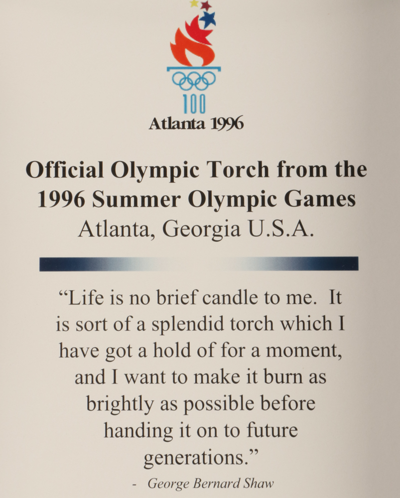 1996 Atlanta Summer Olympic Games Torch Display With Muhammad Ali Photo