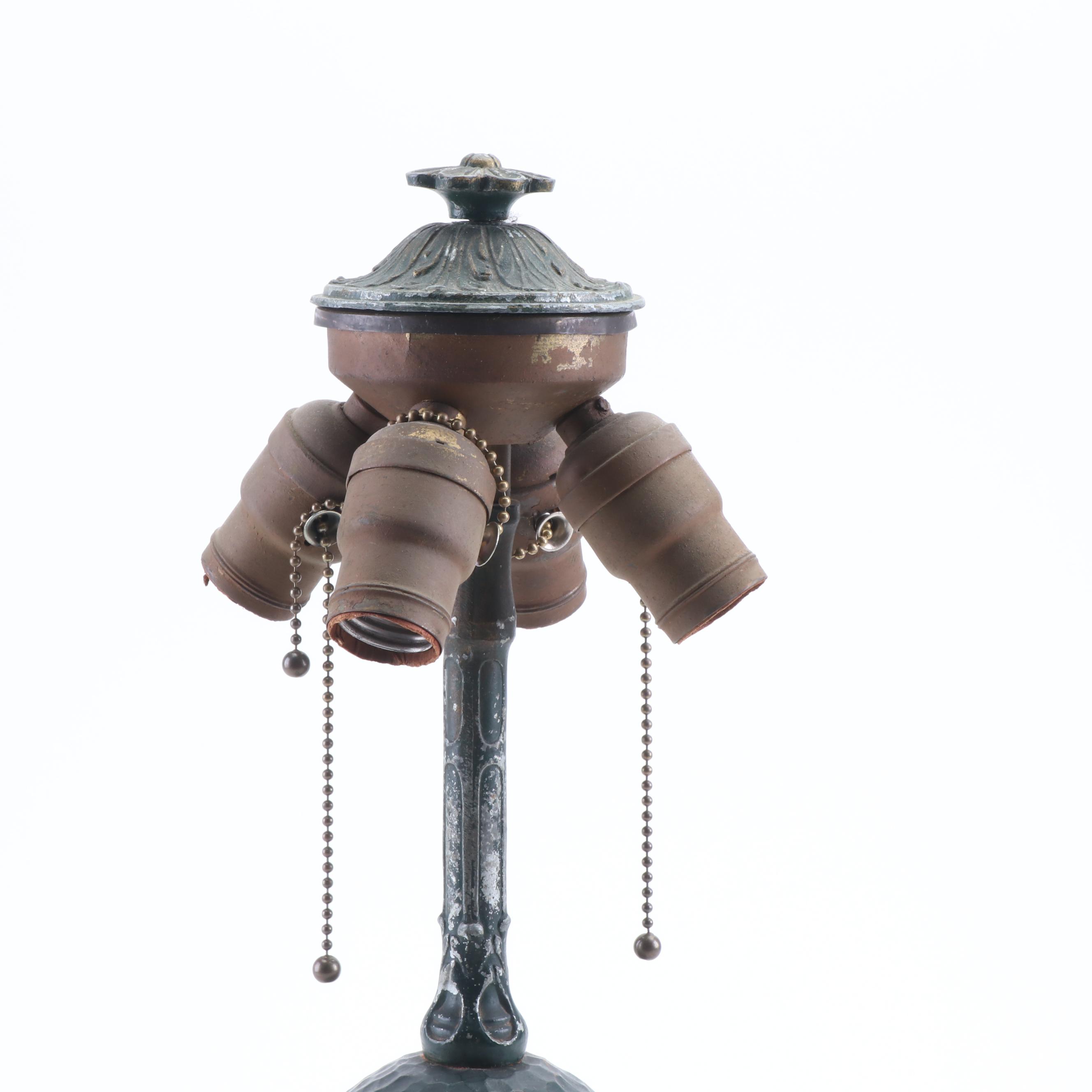 Art Nouveau Style Earthenware Four-Light Table Lamp