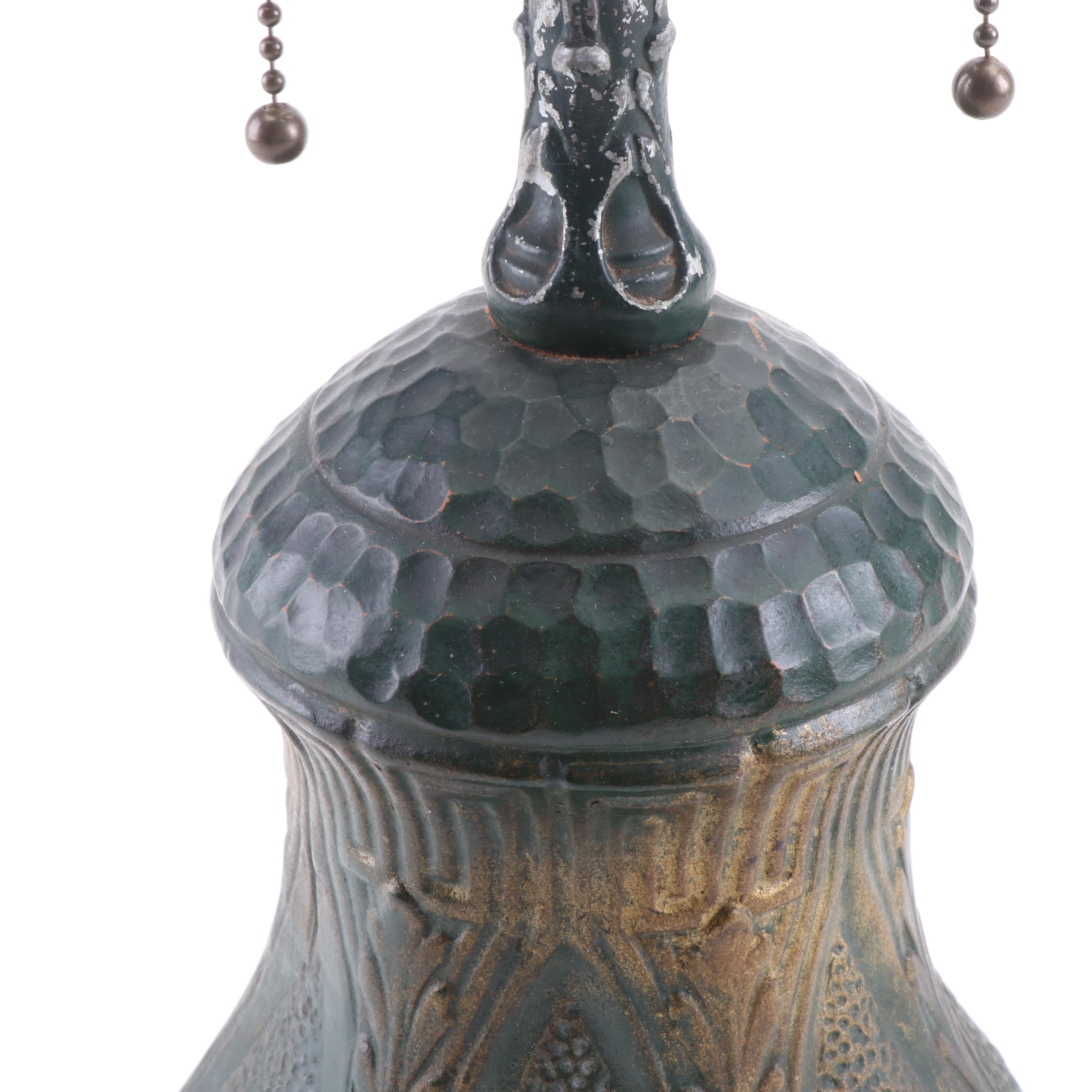 Art Nouveau Style Earthenware Four-Light Table Lamp