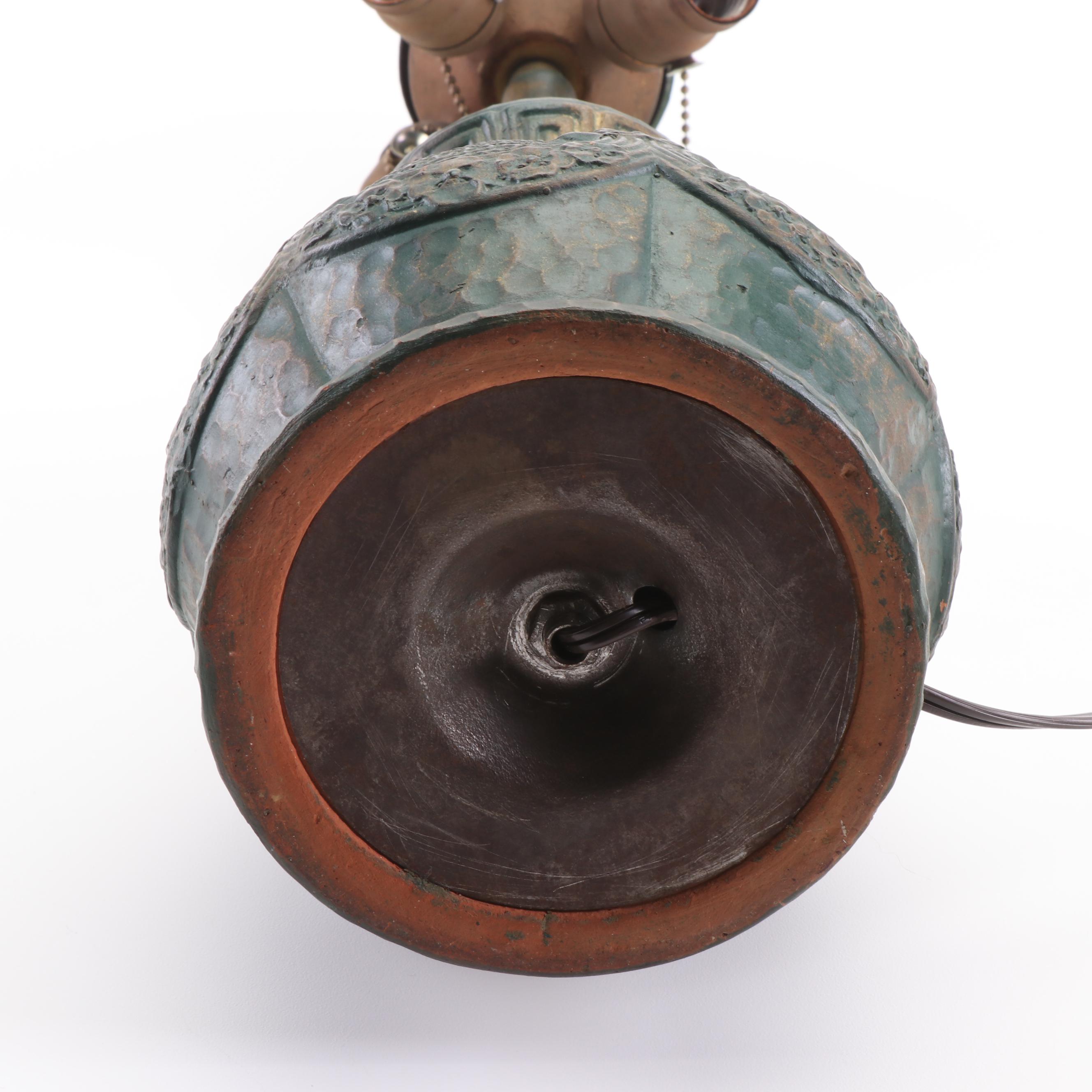 Art Nouveau Style Earthenware Four-Light Table Lamp