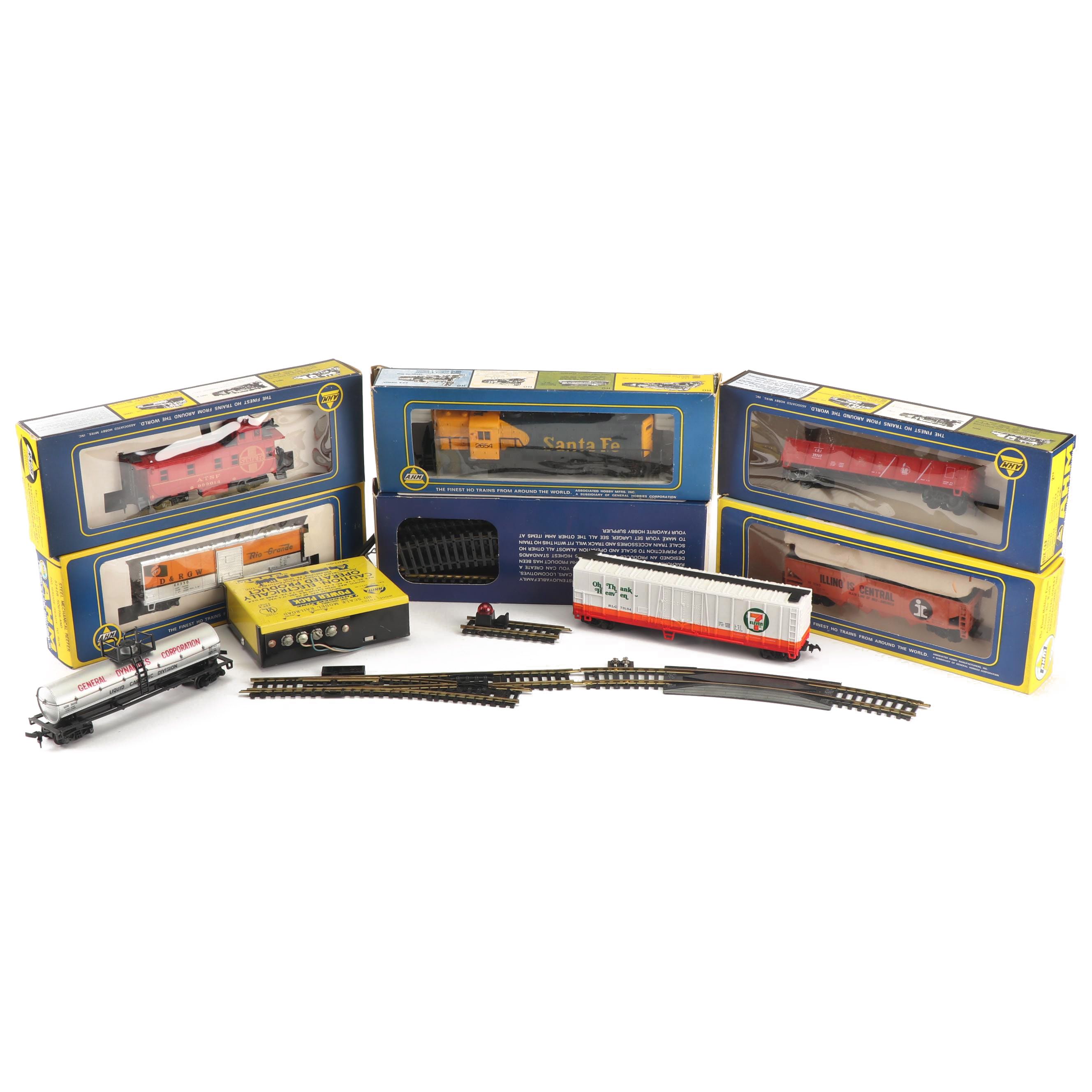 AHM Train Cars with Track and Accessories