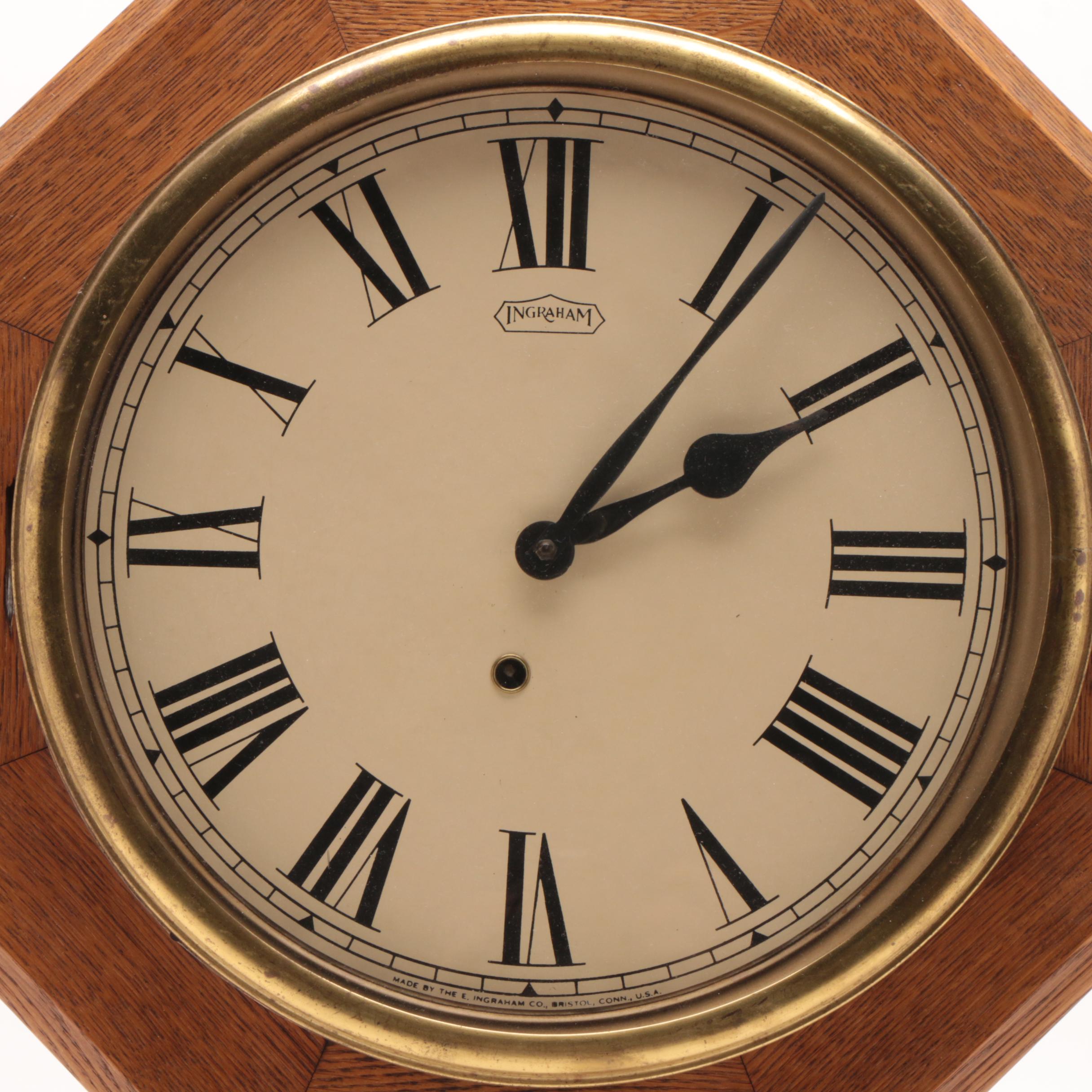 E. Ingraham Co. "Regulator" Oak Wall Clock