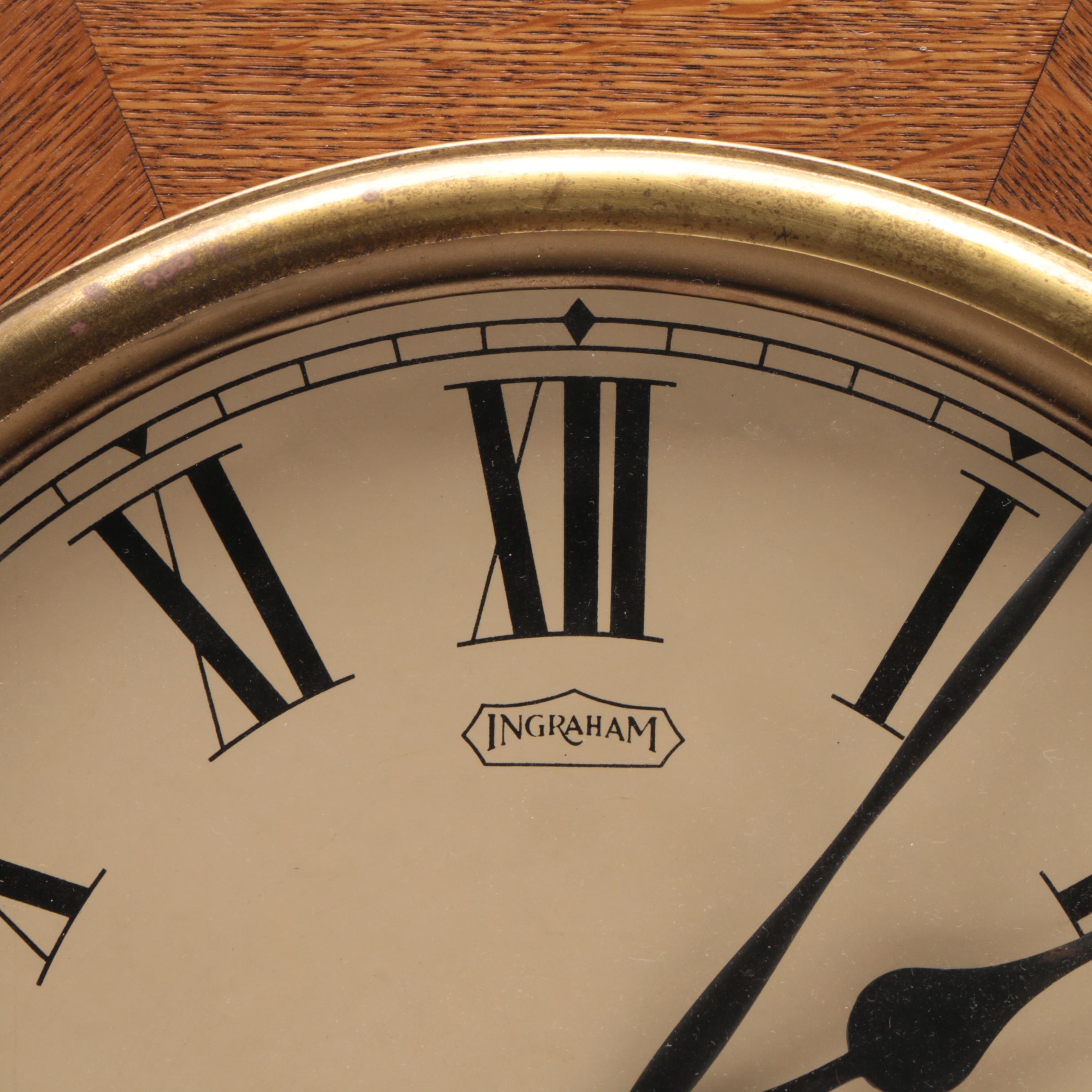 E. Ingraham Co. "Regulator" Oak Wall Clock