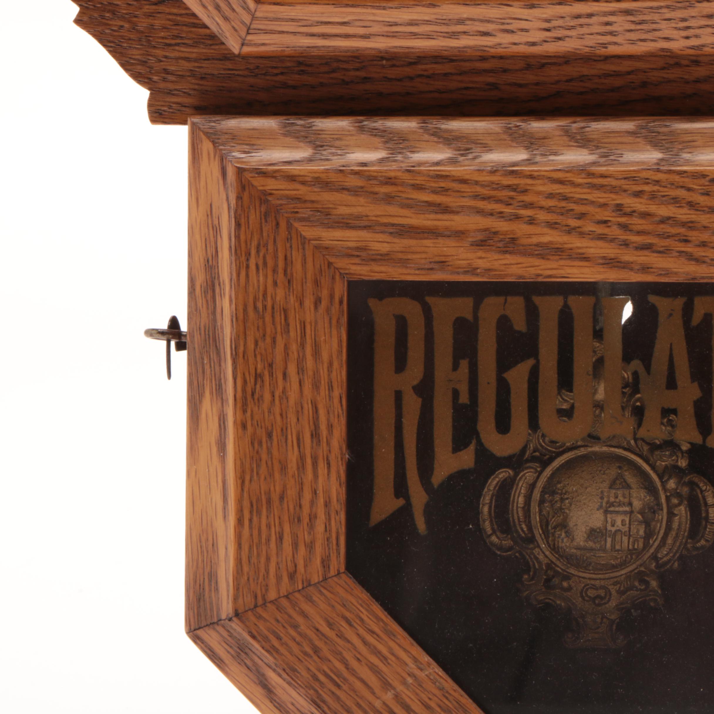 E. Ingraham Co. "Regulator" Oak Wall Clock
