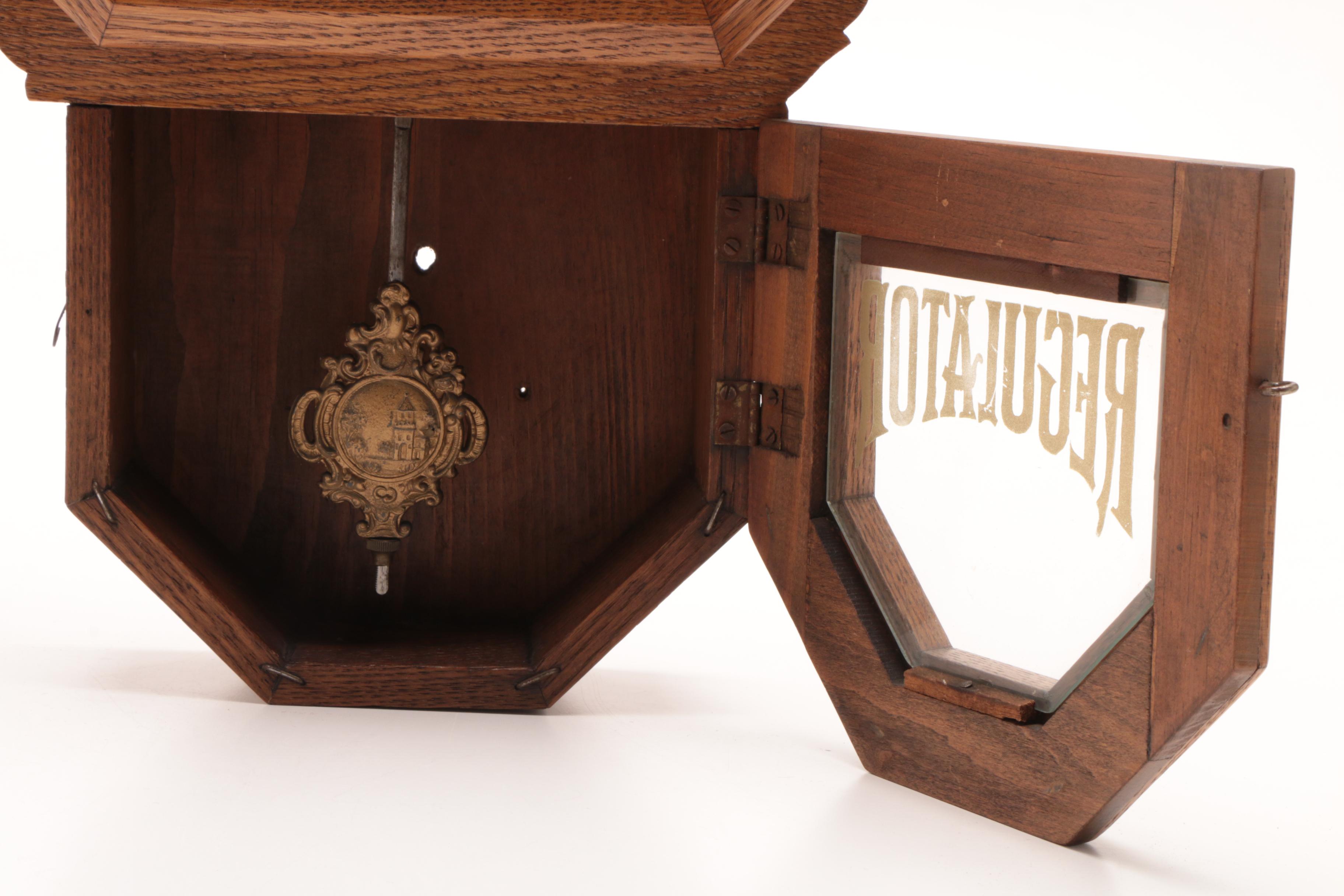 E. Ingraham Co. "Regulator" Oak Wall Clock