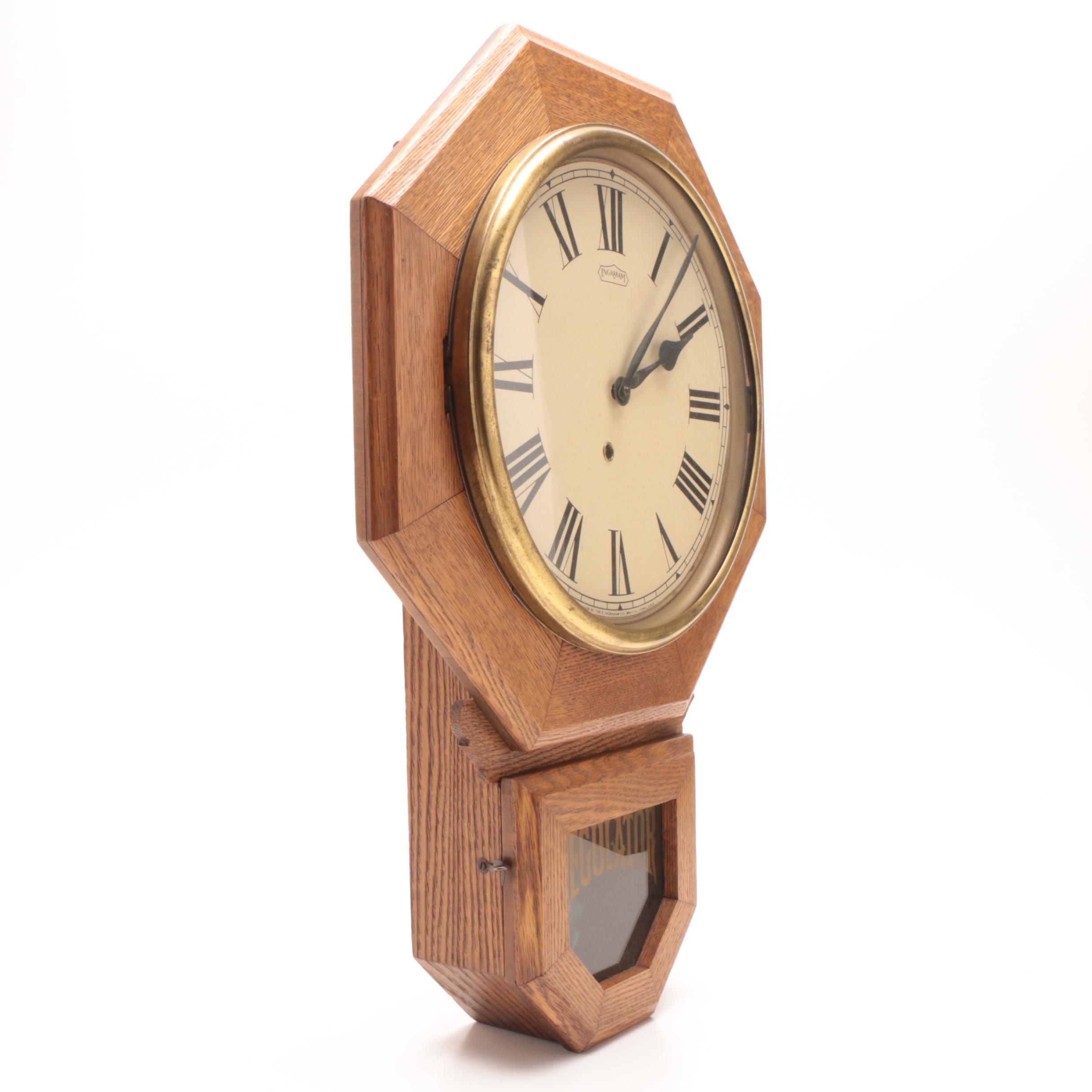 E. Ingraham Co. "Regulator" Oak Wall Clock