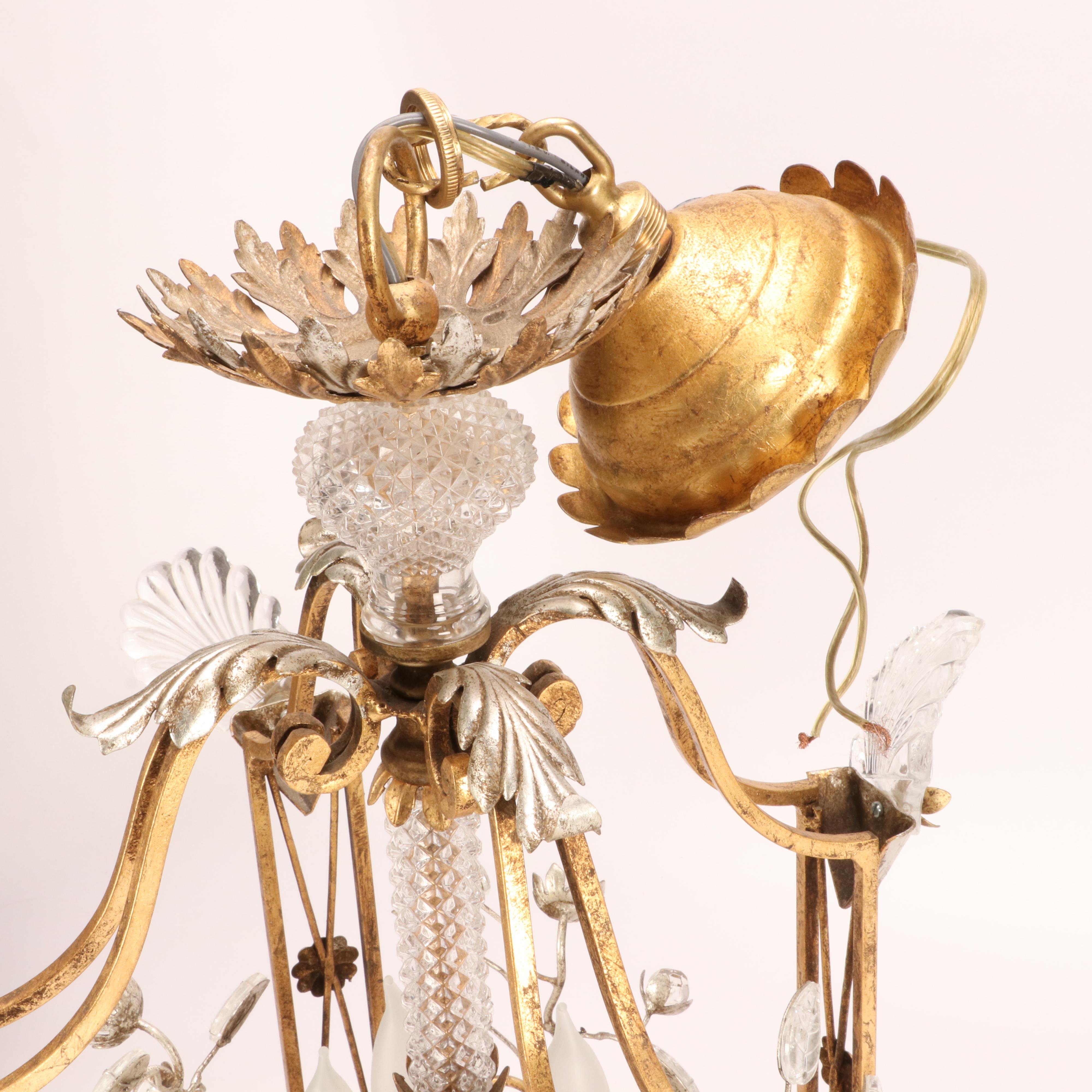 Gilt and Cut Glass Light Fixture