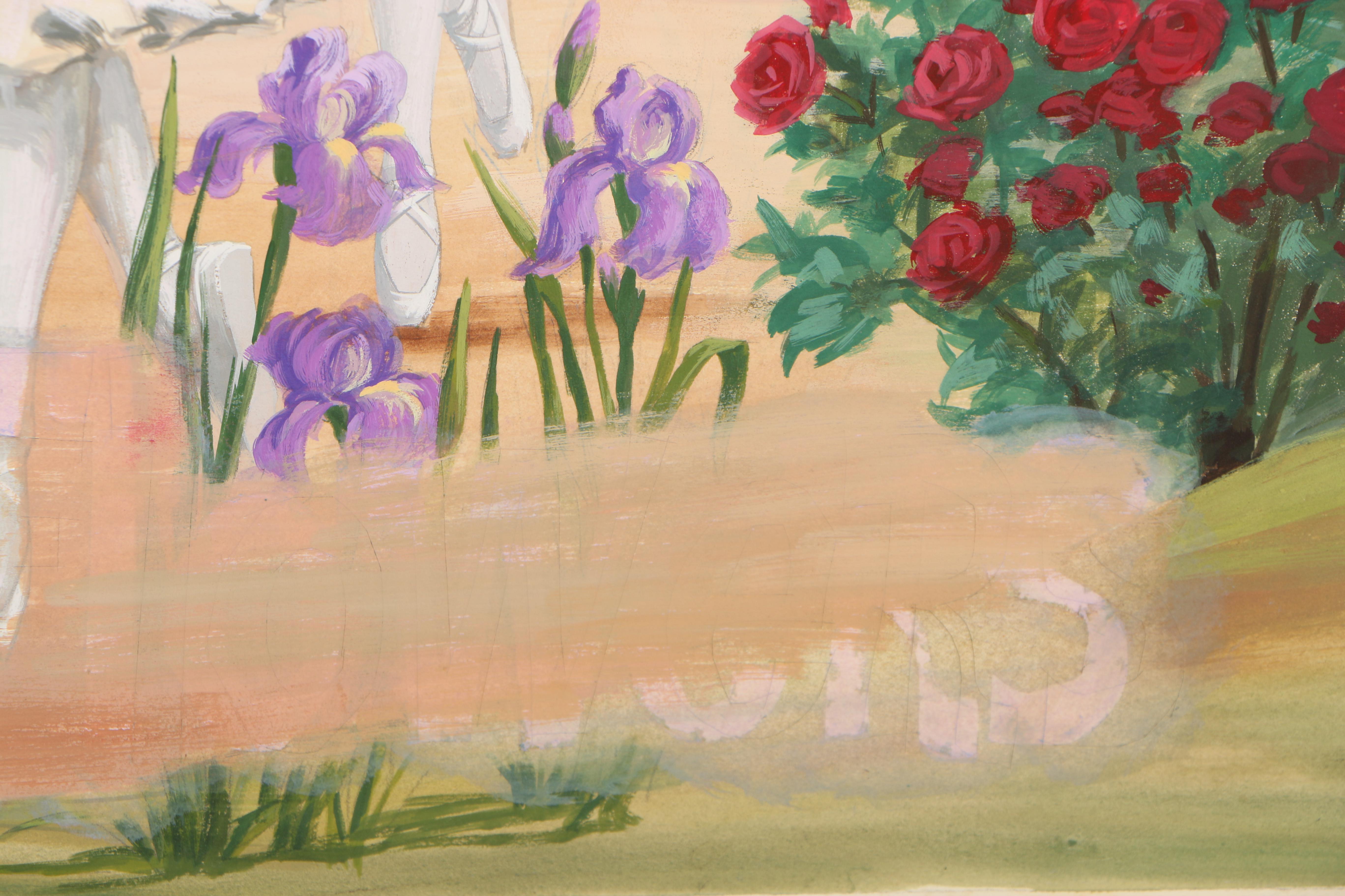 Late 20th Century Gouache Illustration of The Nutcracker "Waltz of the Flowers"