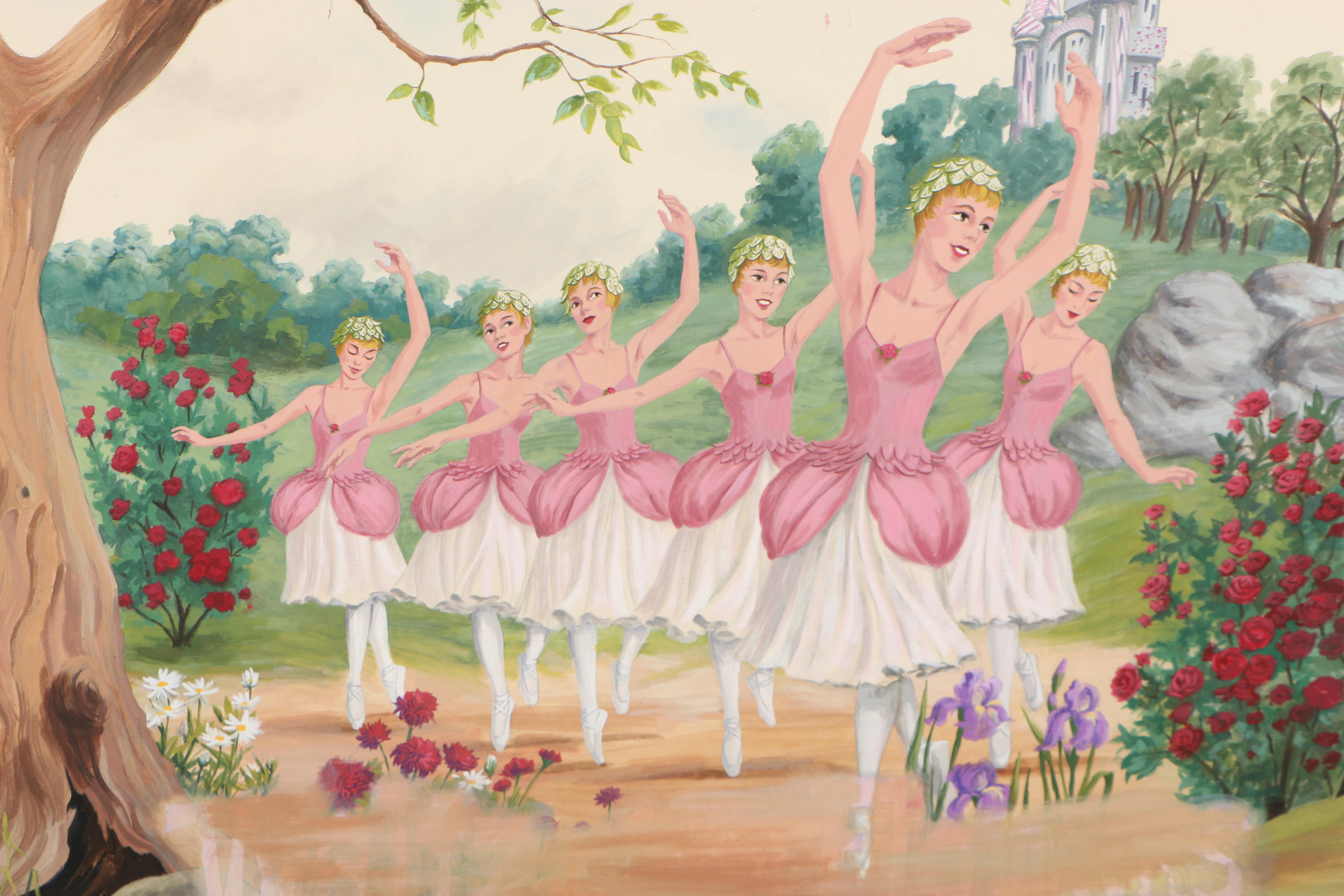 Late 20th Century Gouache Illustration of The Nutcracker "Waltz of the Flowers"