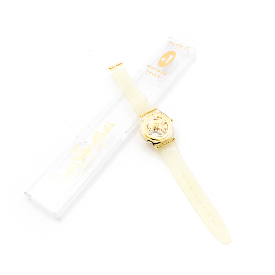 Swatch 1990 Collector's Club #1 Golden Jelly Wristwatch in Case