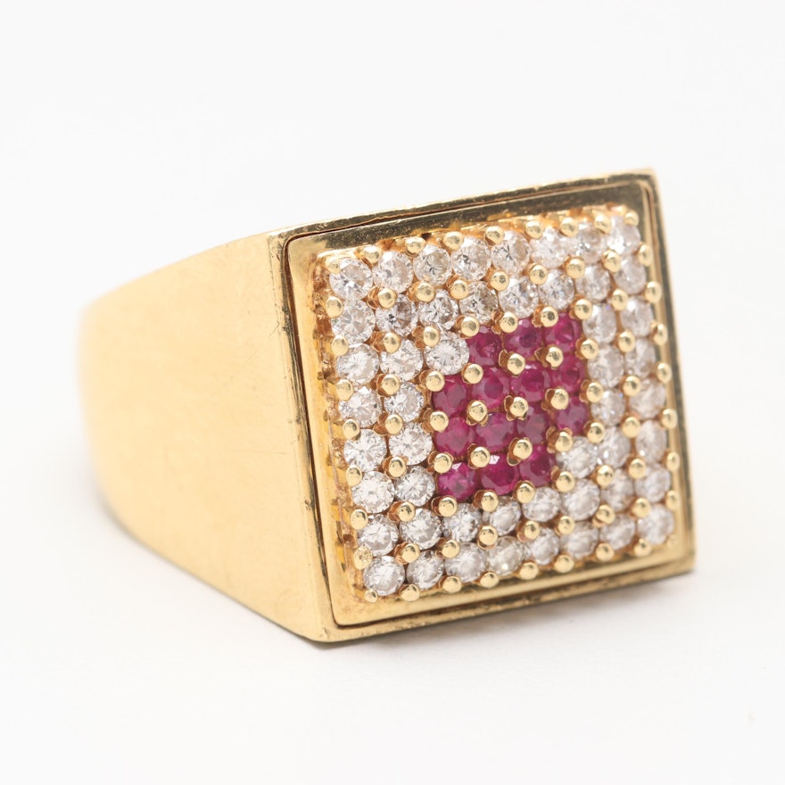 10K Yellow Gold Ruby and 1.05 CTW Diamond Ring