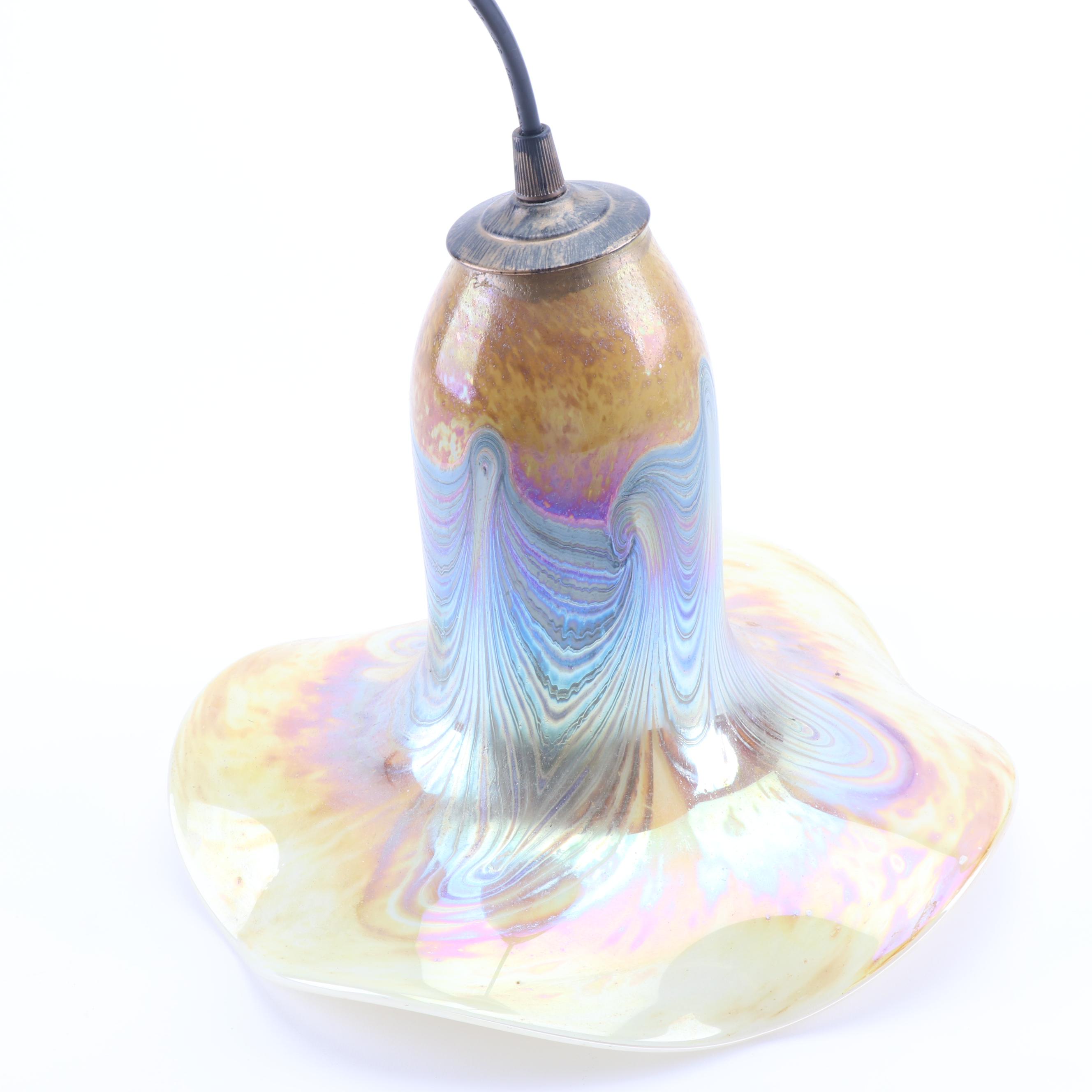 Aurene Feather Glass Trumpet Form Pendant Light