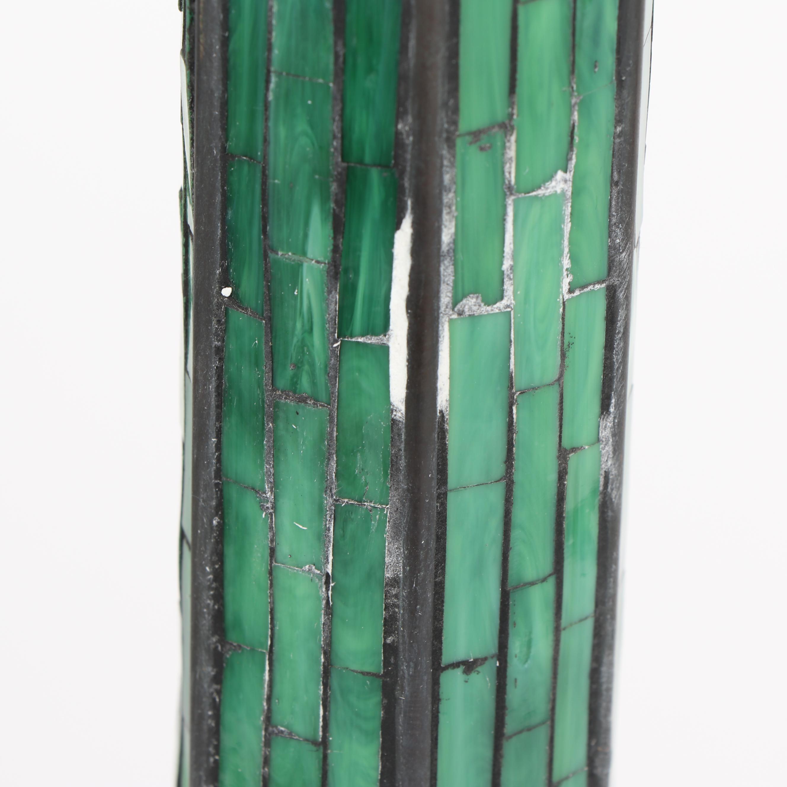 JSW Studios Leaded Glass, Mosaic and Patinated Metal Dragonfly Floor Lamp