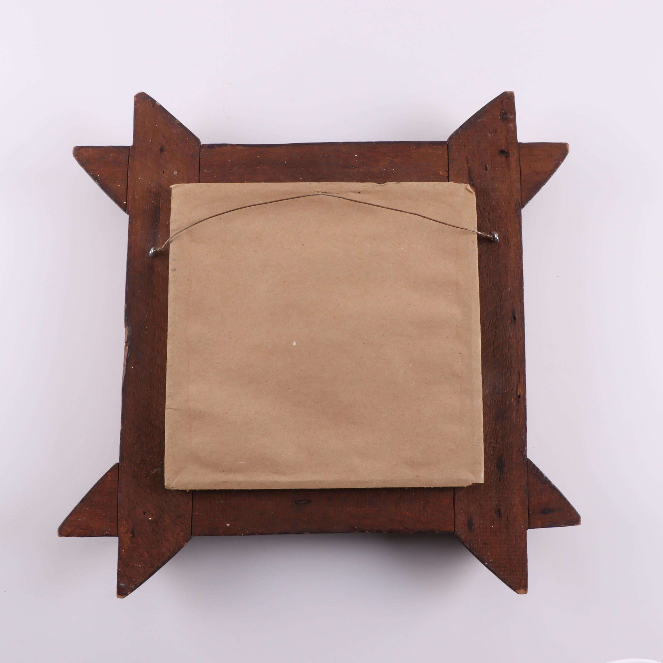 Chromolithograph after Ernest Nister "The Express" in Tramp Art Style Frame