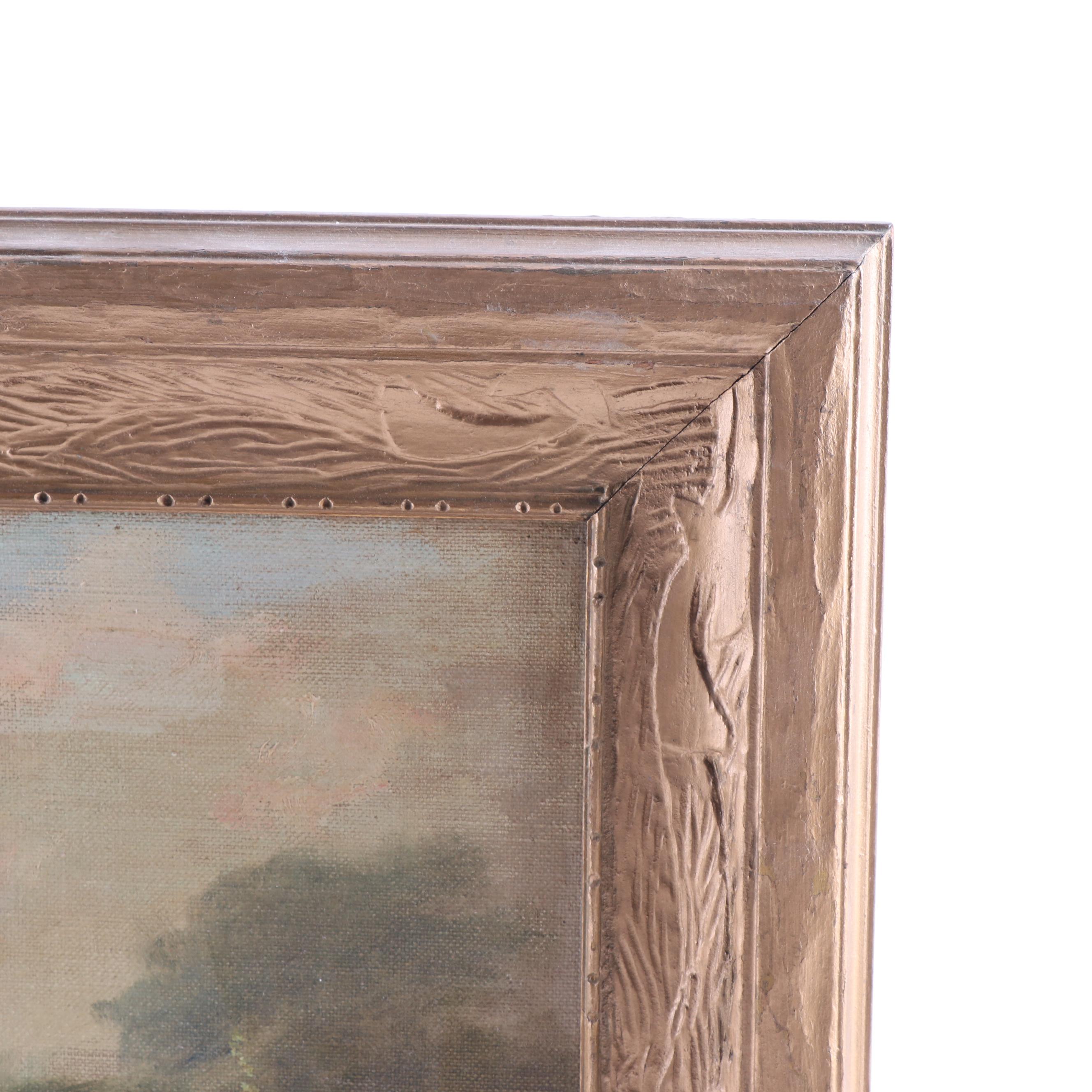 Kate Tryon Oil Painting "Hollyhocks at Marblehead"