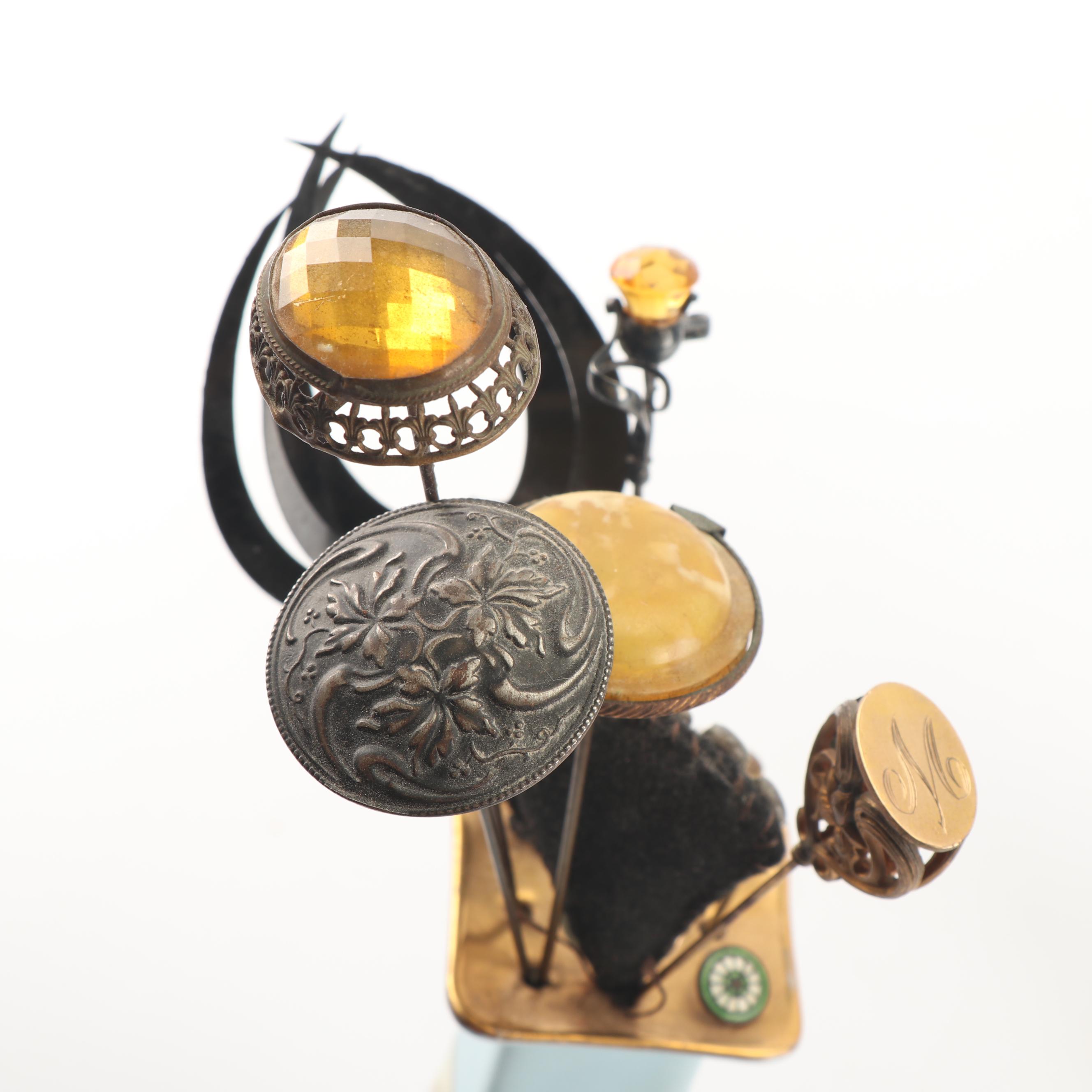Victorian Hat Pins with Morimura Bros. and C. Hutschenreuther Hat Pin Holders