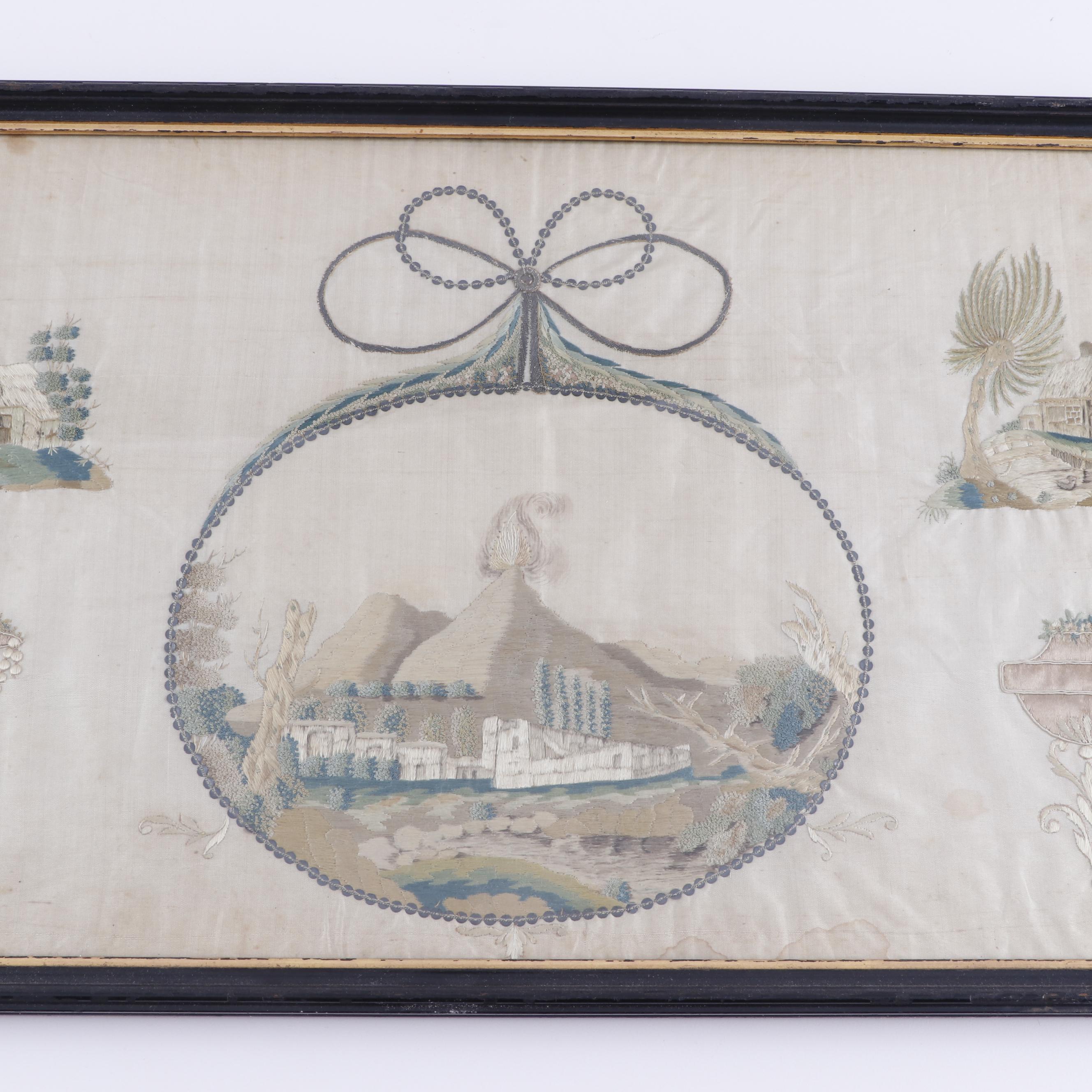 Framed Antique Silk Embroidery Panel
