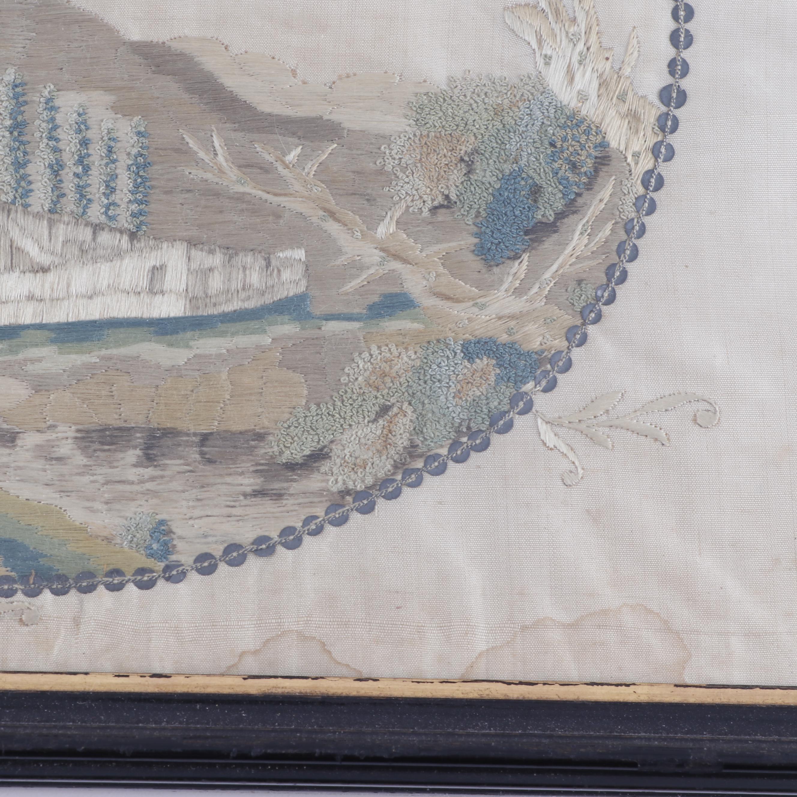 Framed Antique Silk Embroidery Panel