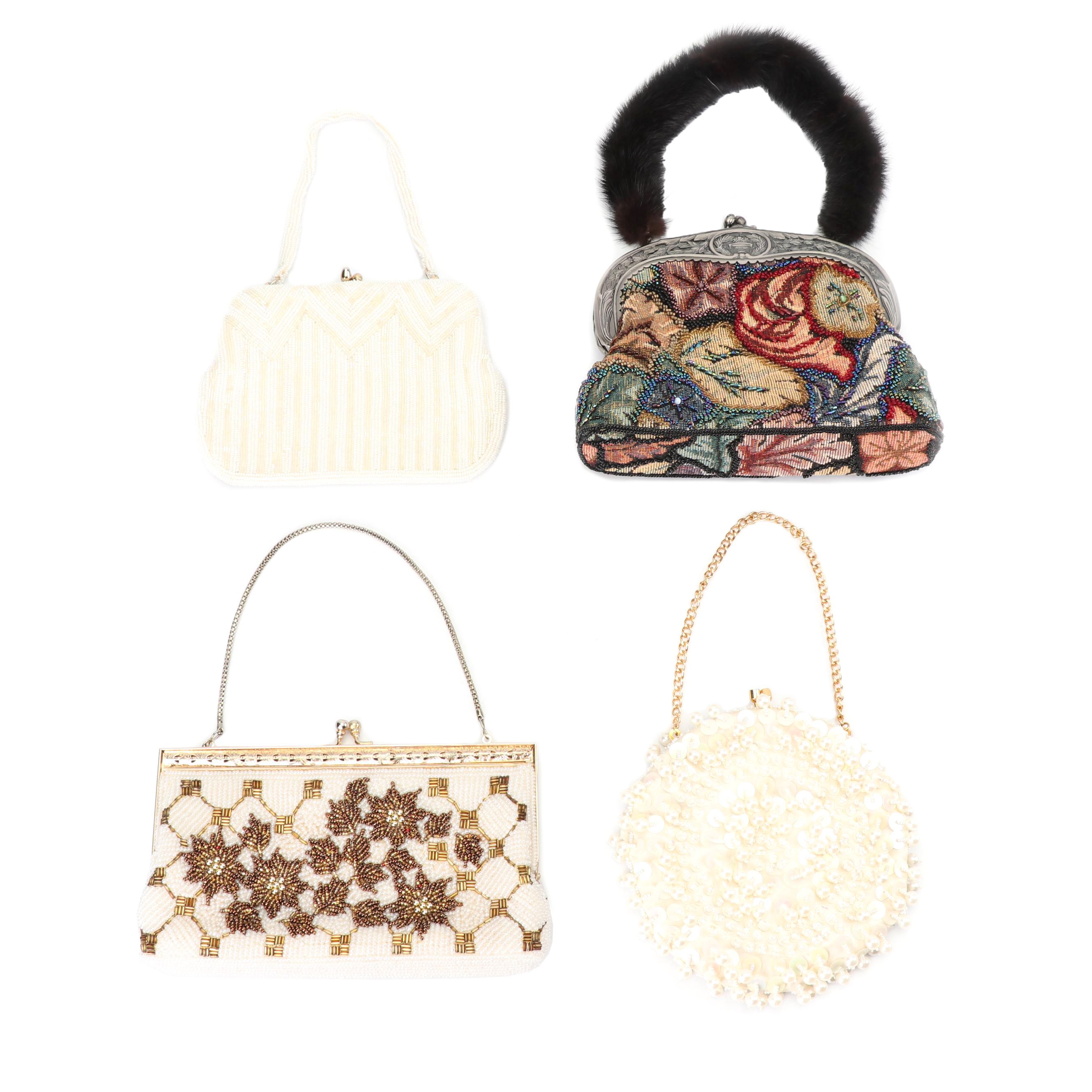 Evening Bags including Morris Kaye Furs Bag with Mink Fur Handle