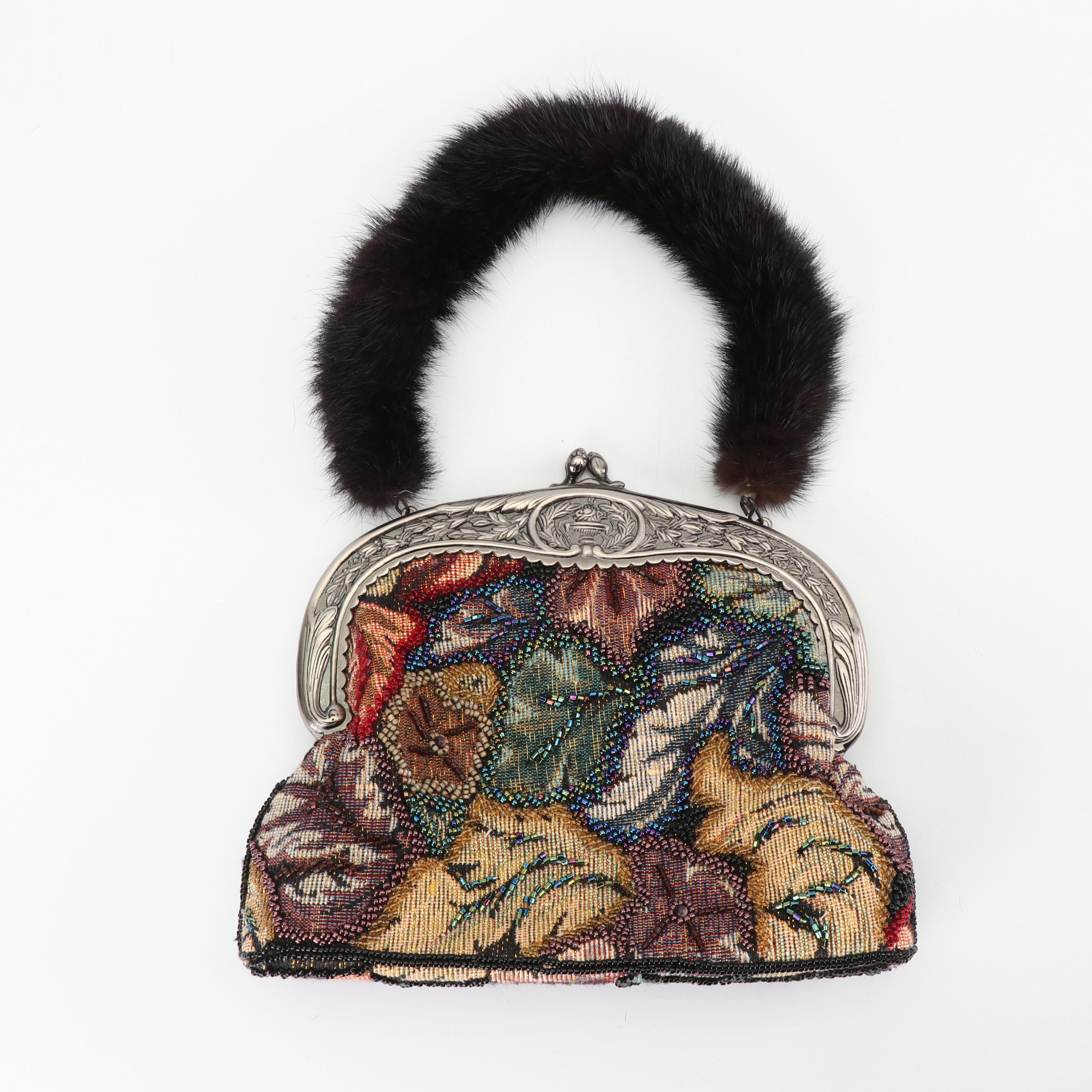 Evening Bags including Morris Kaye Furs Bag with Mink Fur Handle