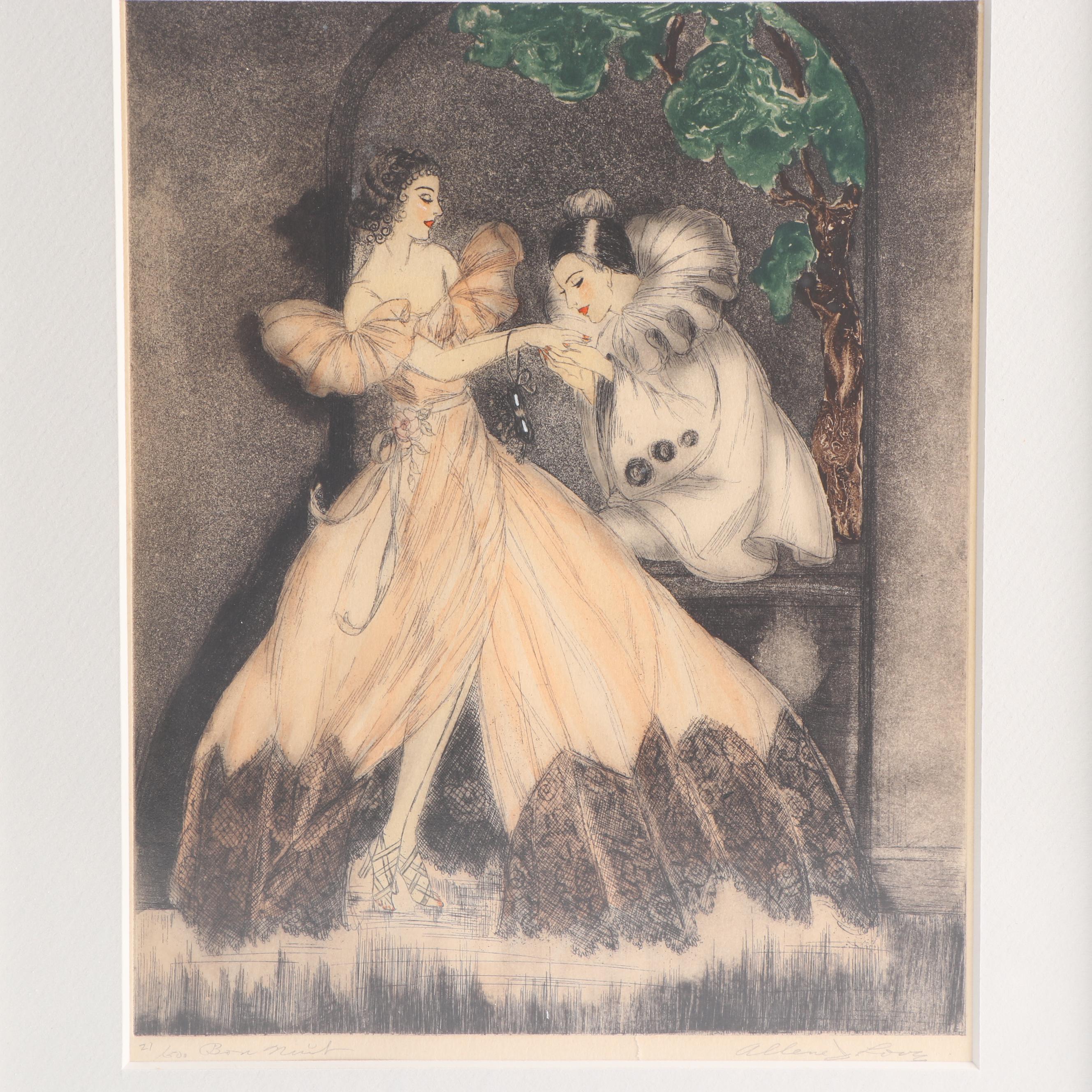 Allene J. Love Lithograph "Bon Nuit"