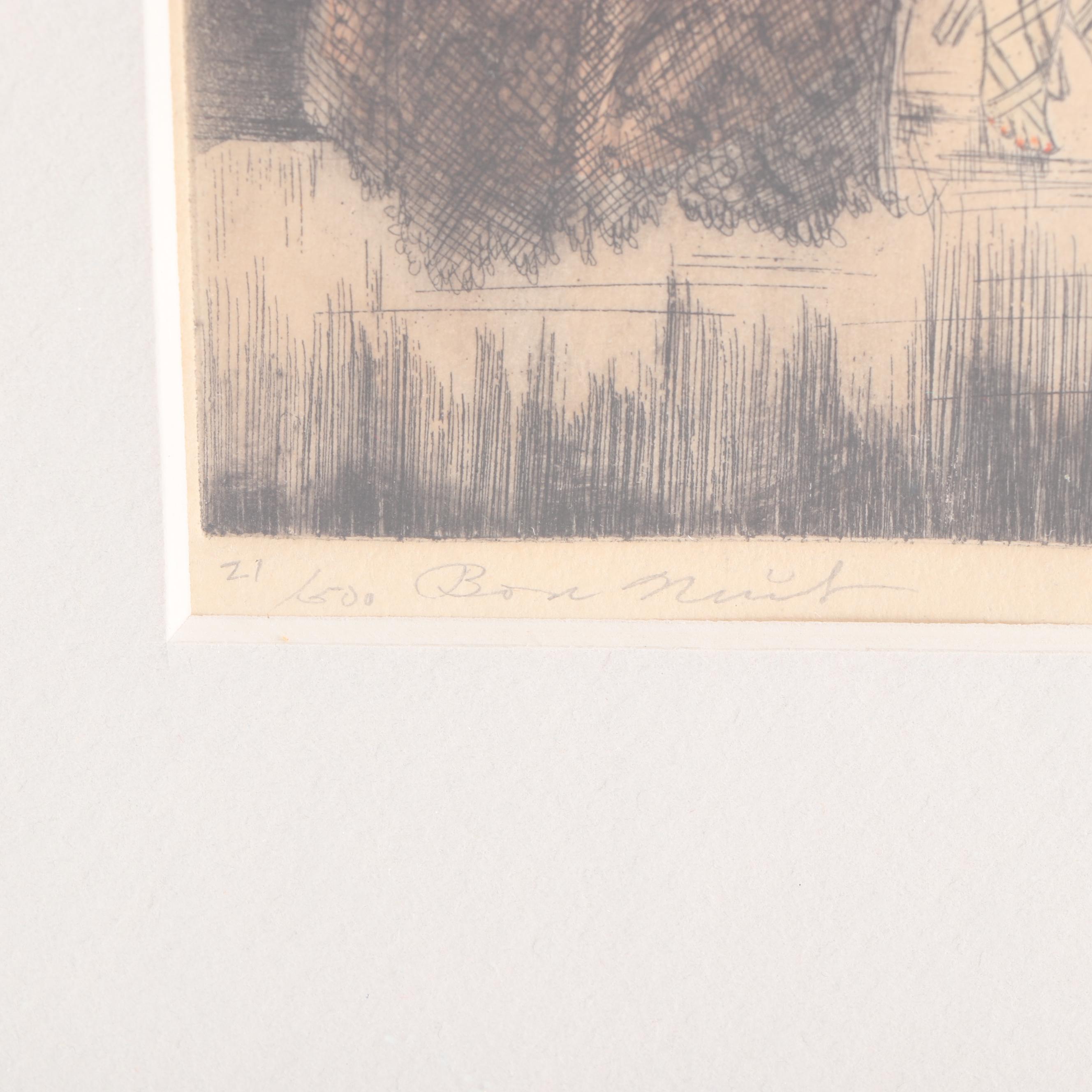 Allene J. Love Lithograph "Bon Nuit"