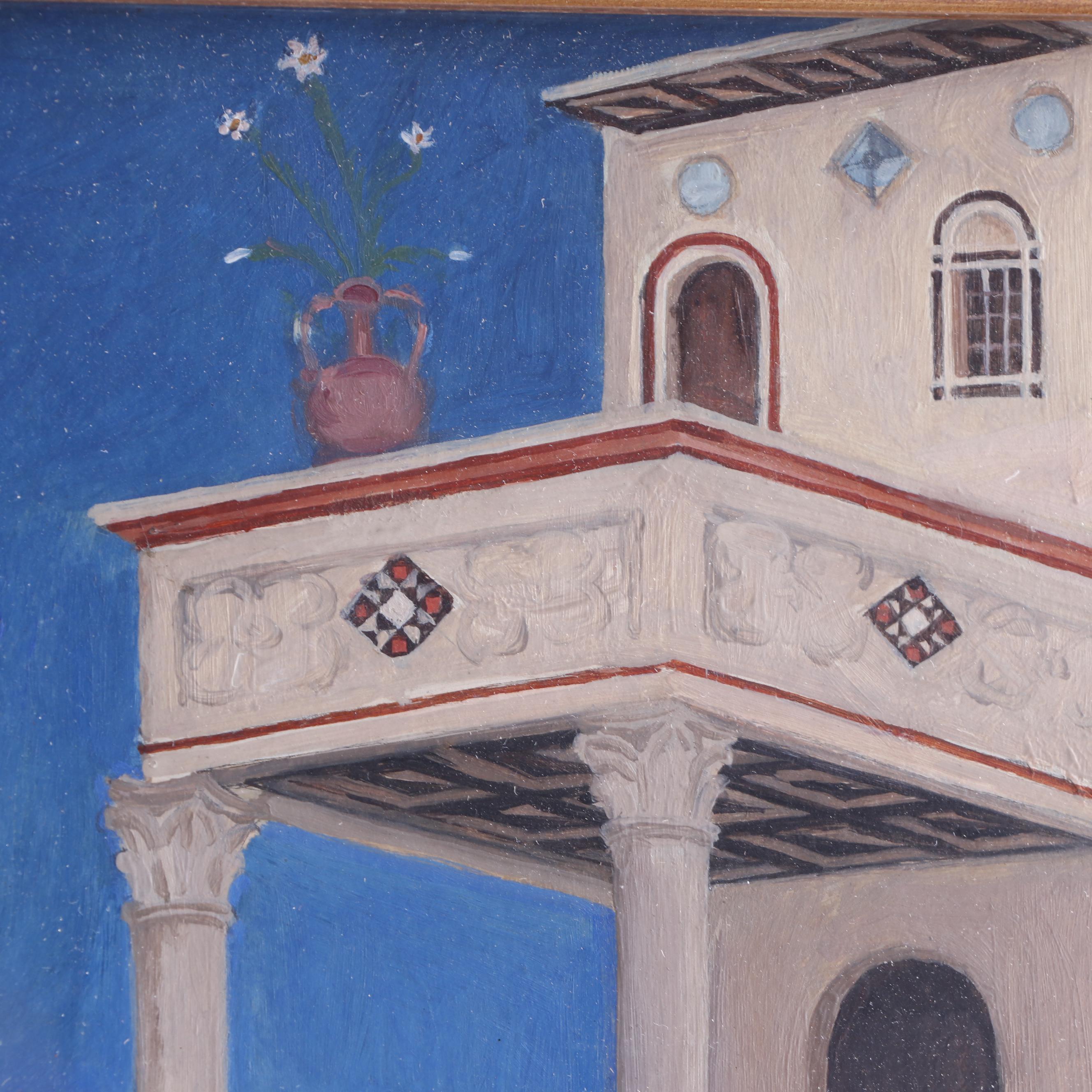 Gouache Painting of the Visitation of Mary to Elizabeth