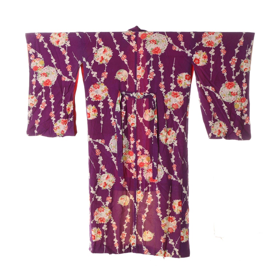 Vintage Handwoven Kasuri Ikat Silk Komon Kimono
