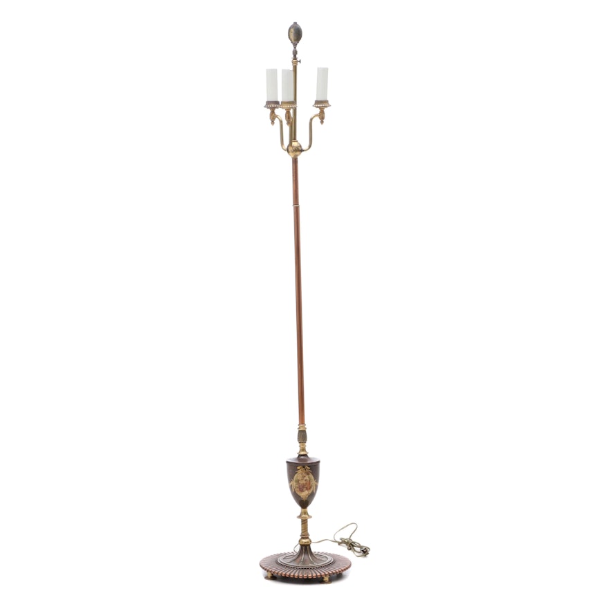 Brass and Copper Floor Lamp with Transfer Print