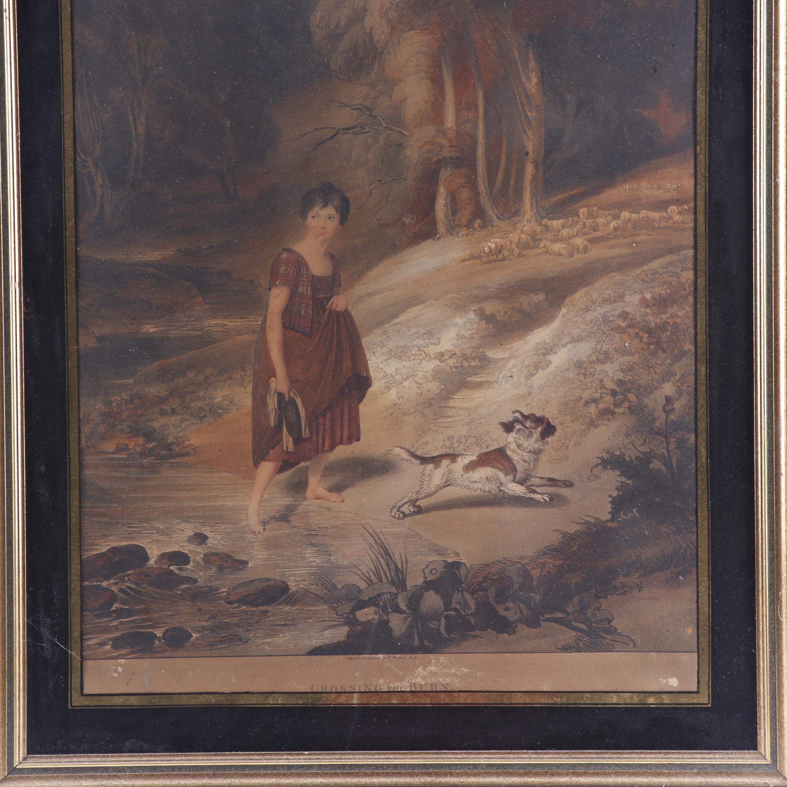 Richard Westall Etching "Crossing the Burn"