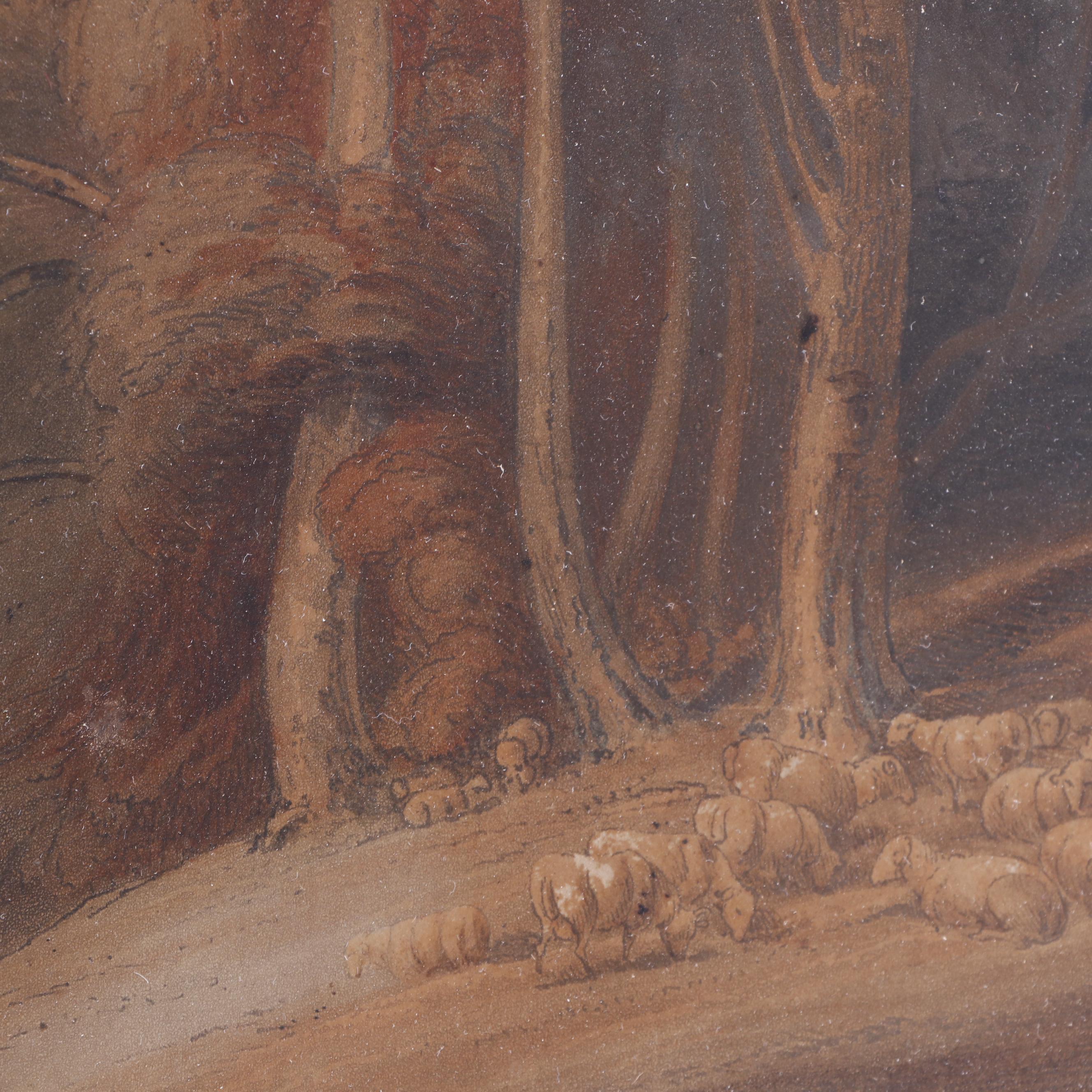 Richard Westall Etching "Crossing the Burn"