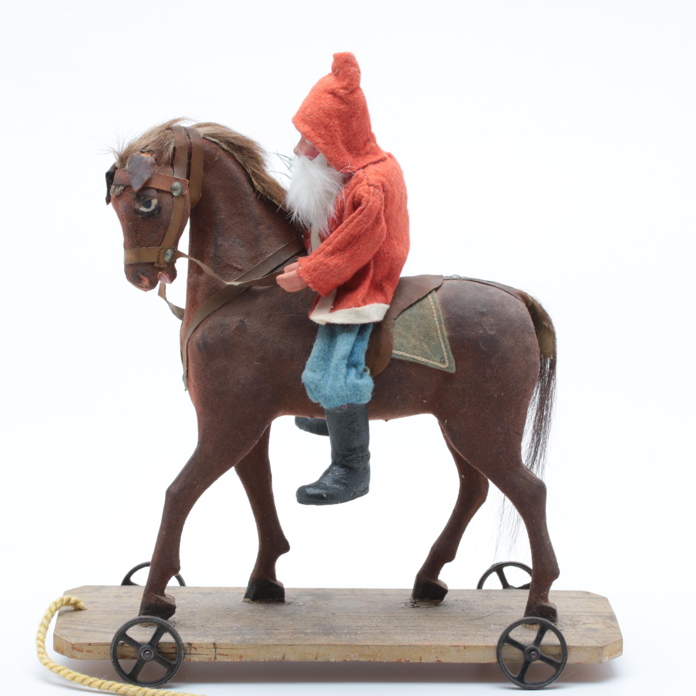 Circa 1900 Papier-Mâché Belsnickle on Platform Horse