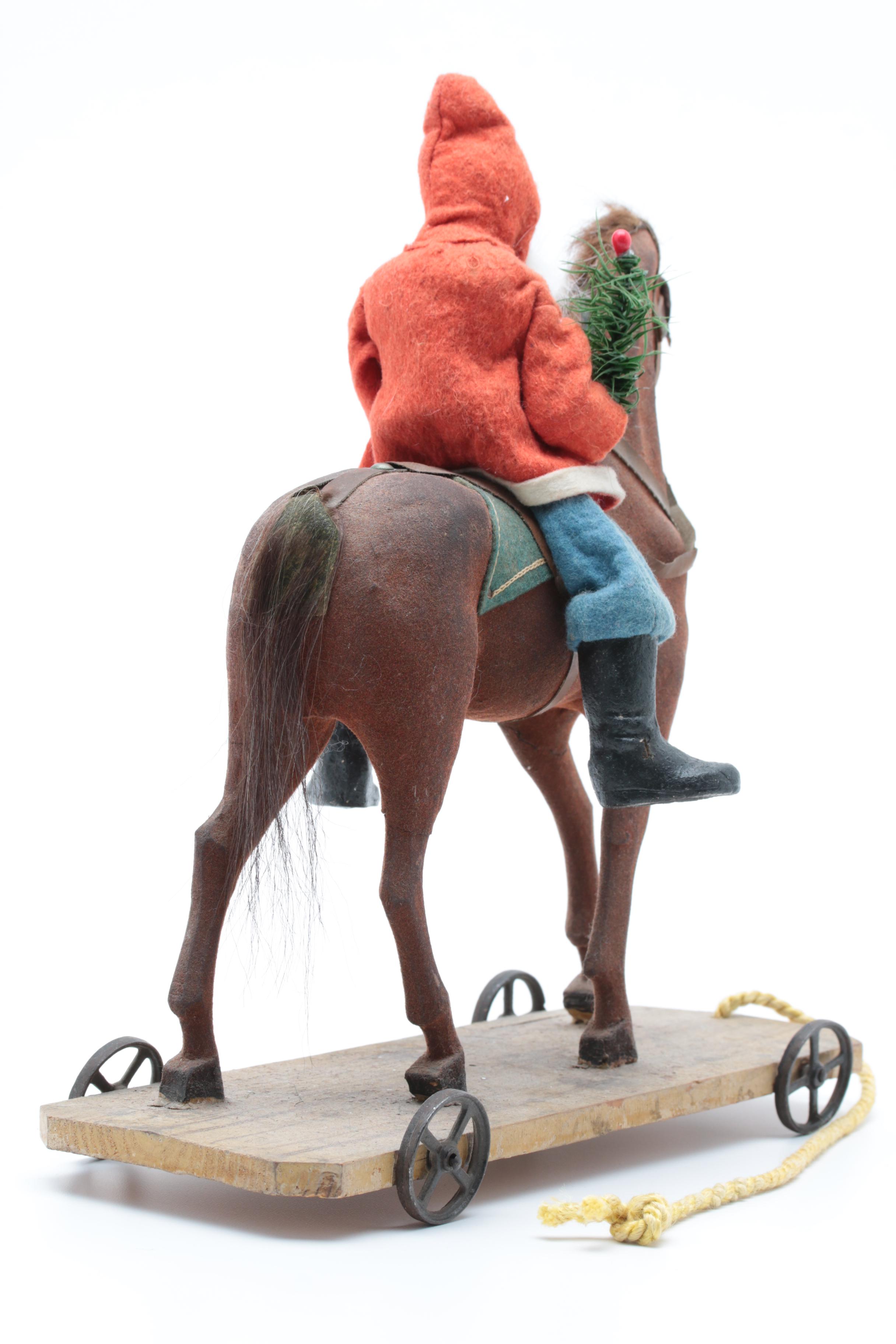 Circa 1900 Papier-Mâché Belsnickle on Platform Horse