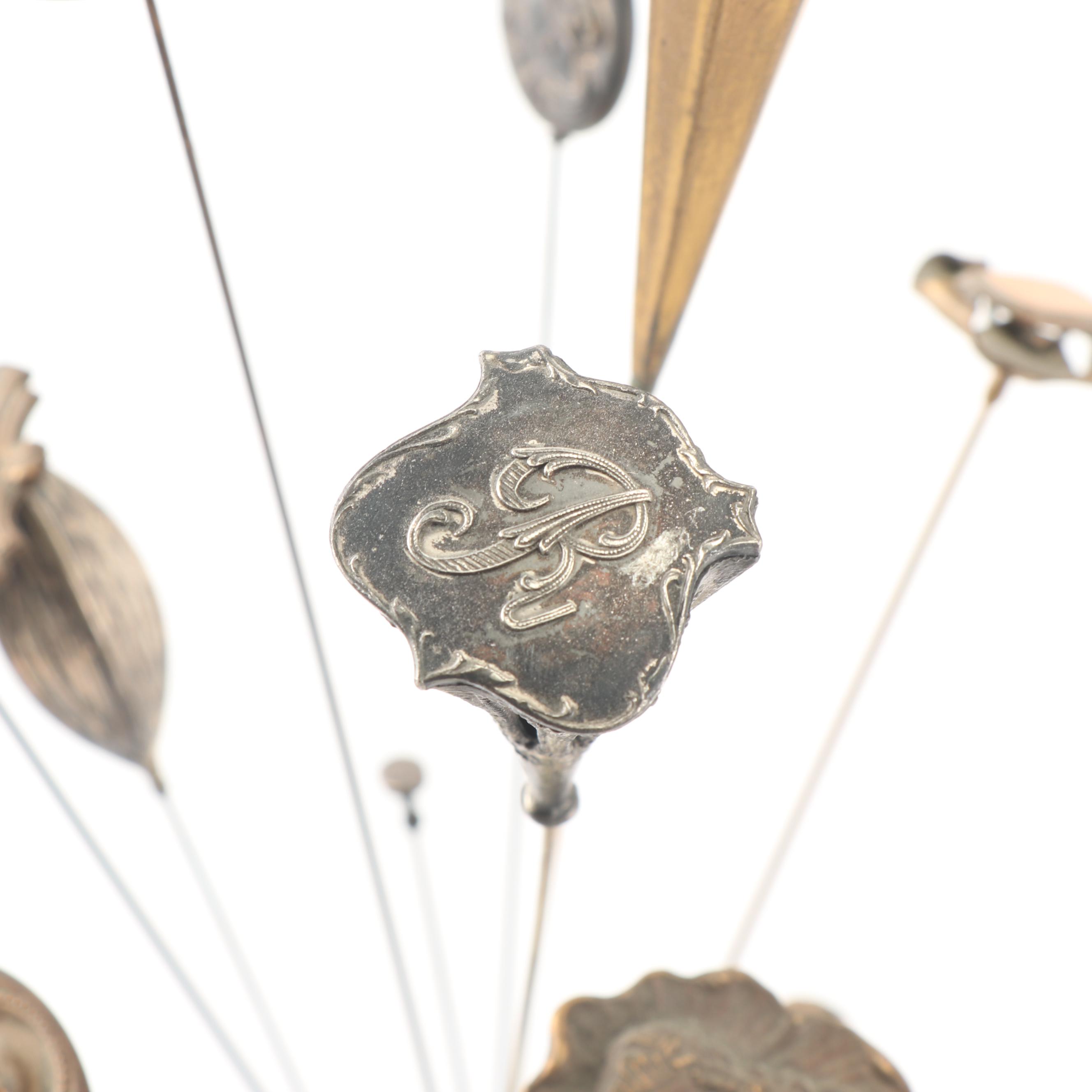 Victorian Hat Pins and Hand-Painted Hat Pin Holder