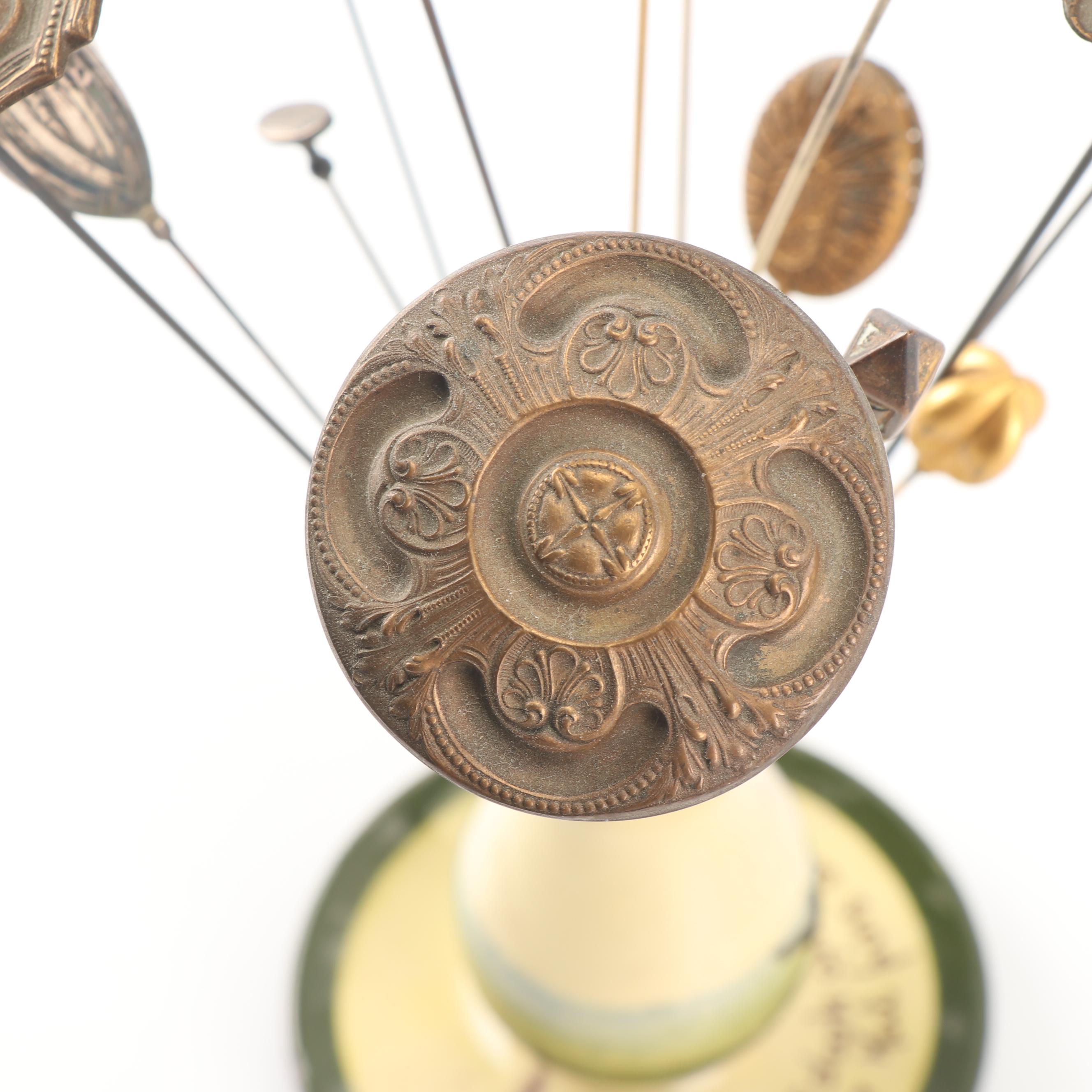 Victorian Hat Pins and Hand-Painted Hat Pin Holder