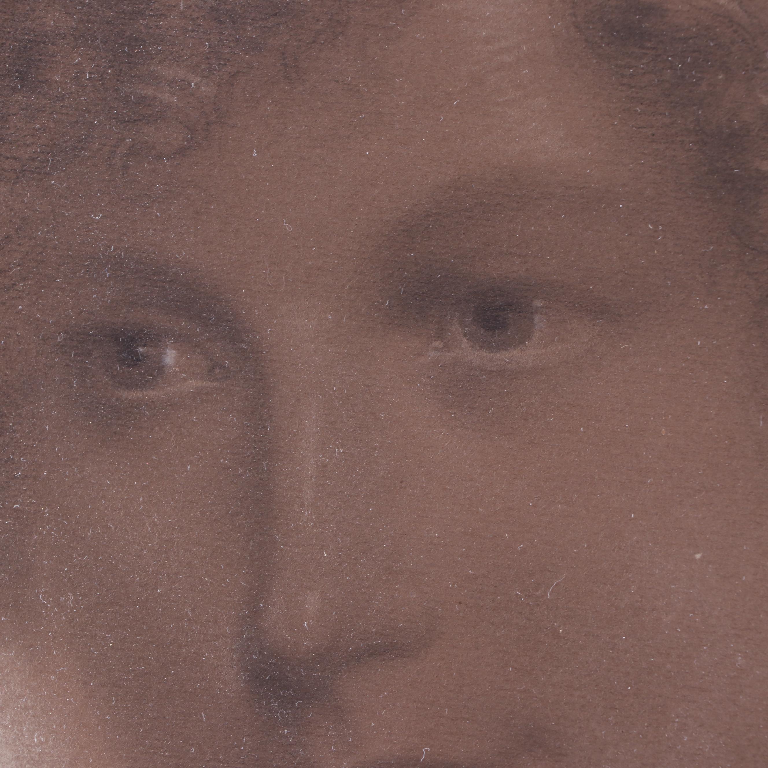 Antique Oval Charcoal Portrait of Young Woman