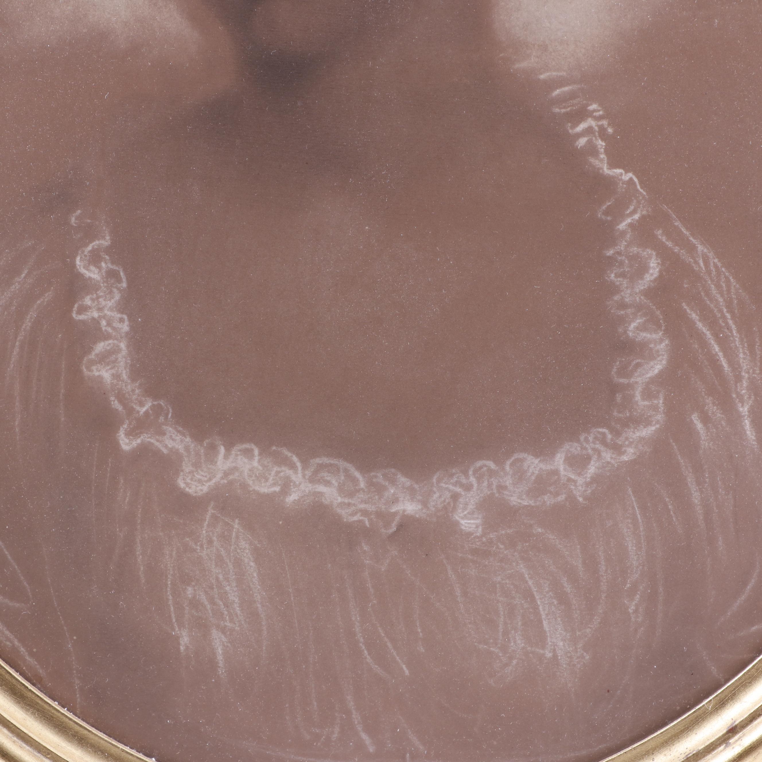 Antique Oval Charcoal Portrait of Young Woman