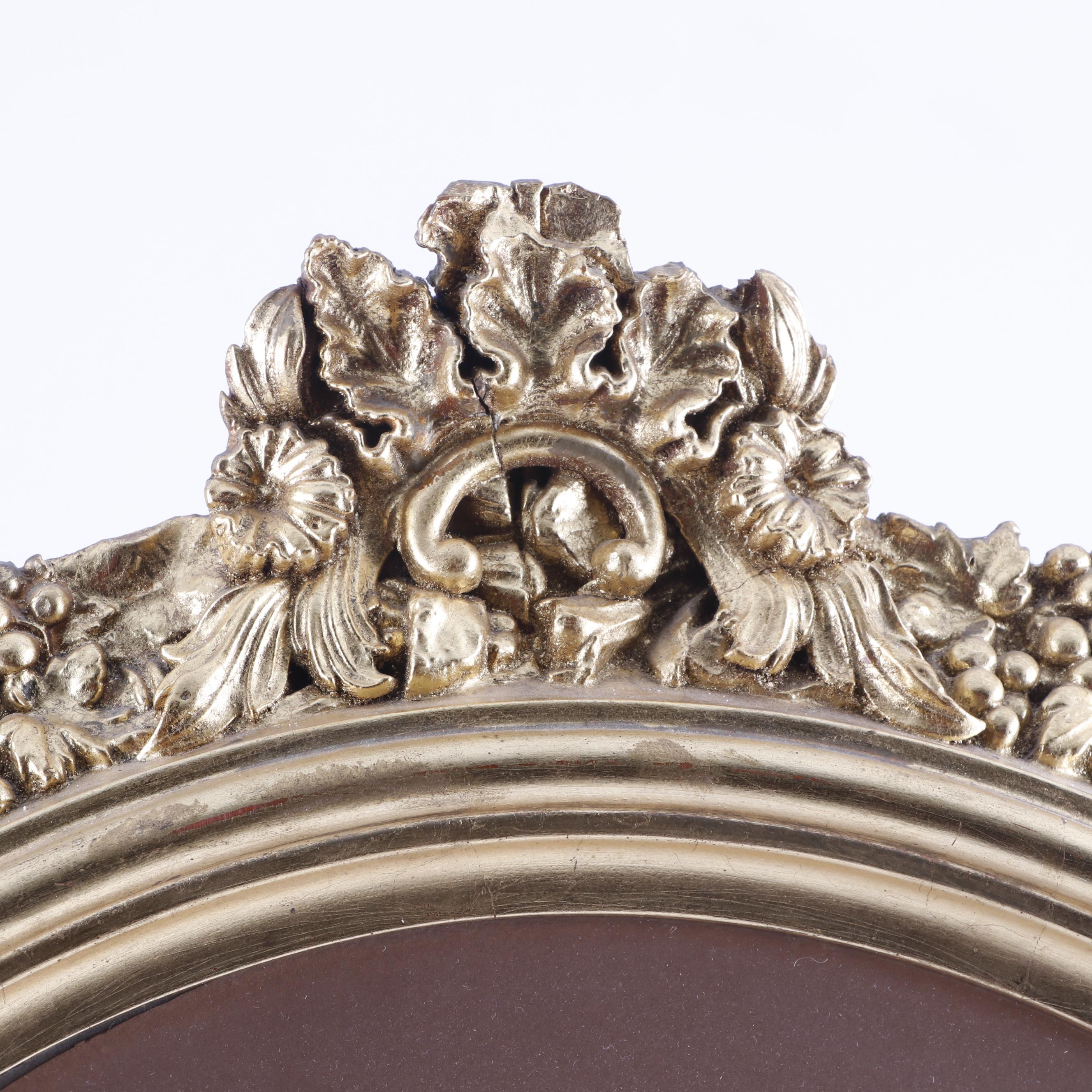 Antique Oval Charcoal Portrait of Young Woman