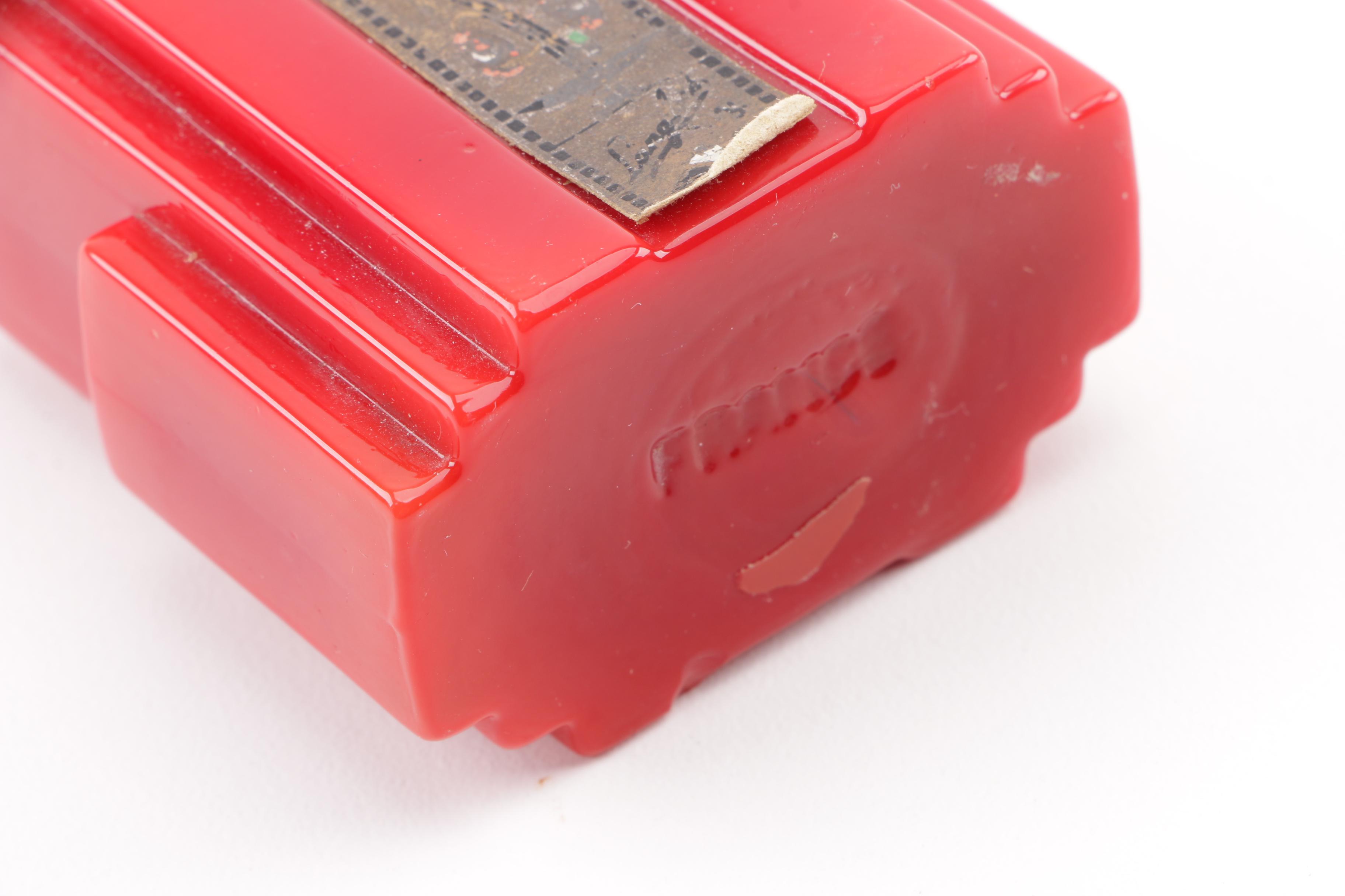 Langlois "Duska" Art Deco Red Glass Perfume Bottle, Circa 1917