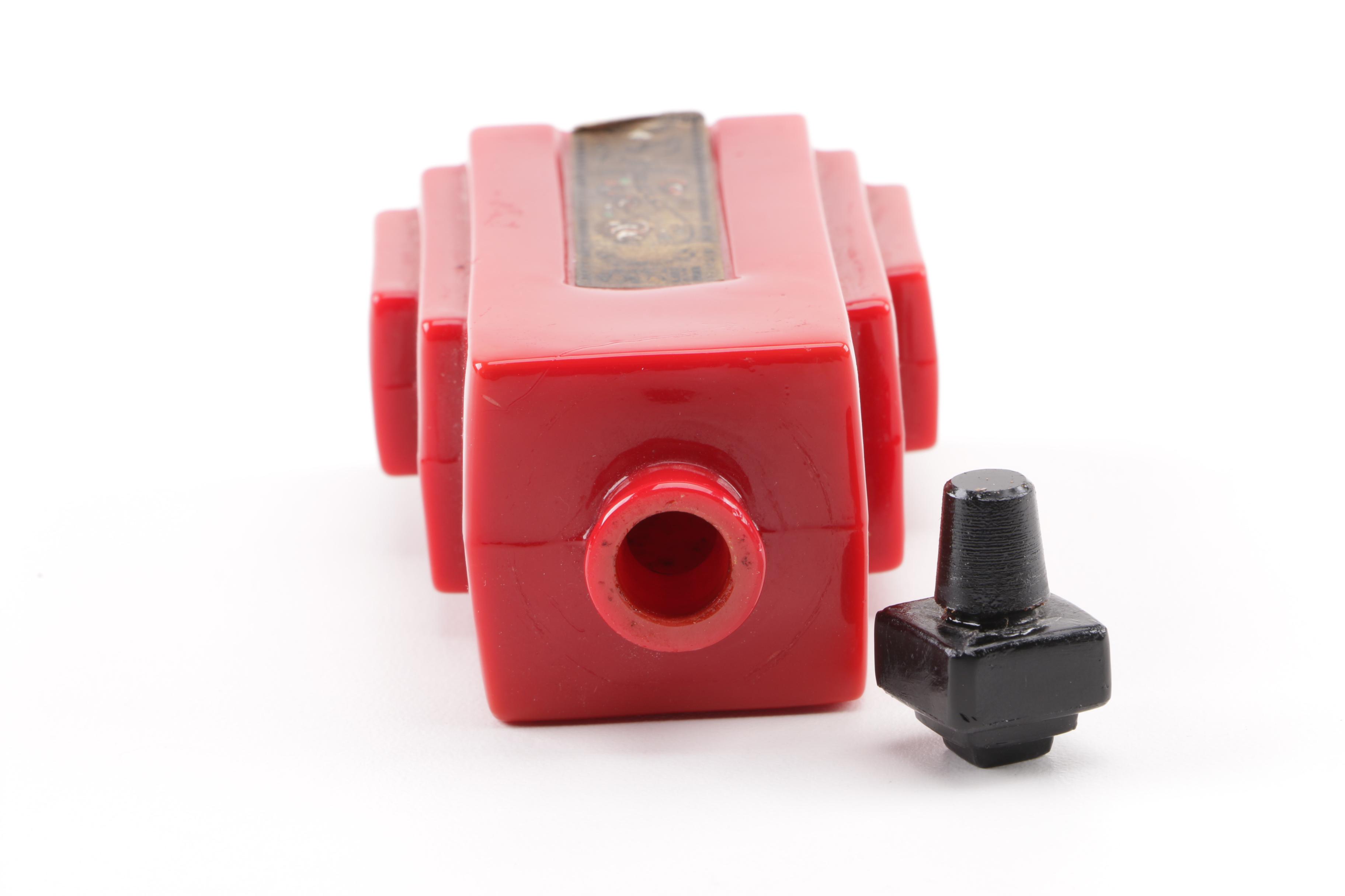 Langlois "Duska" Art Deco Red Glass Perfume Bottle, Circa 1917