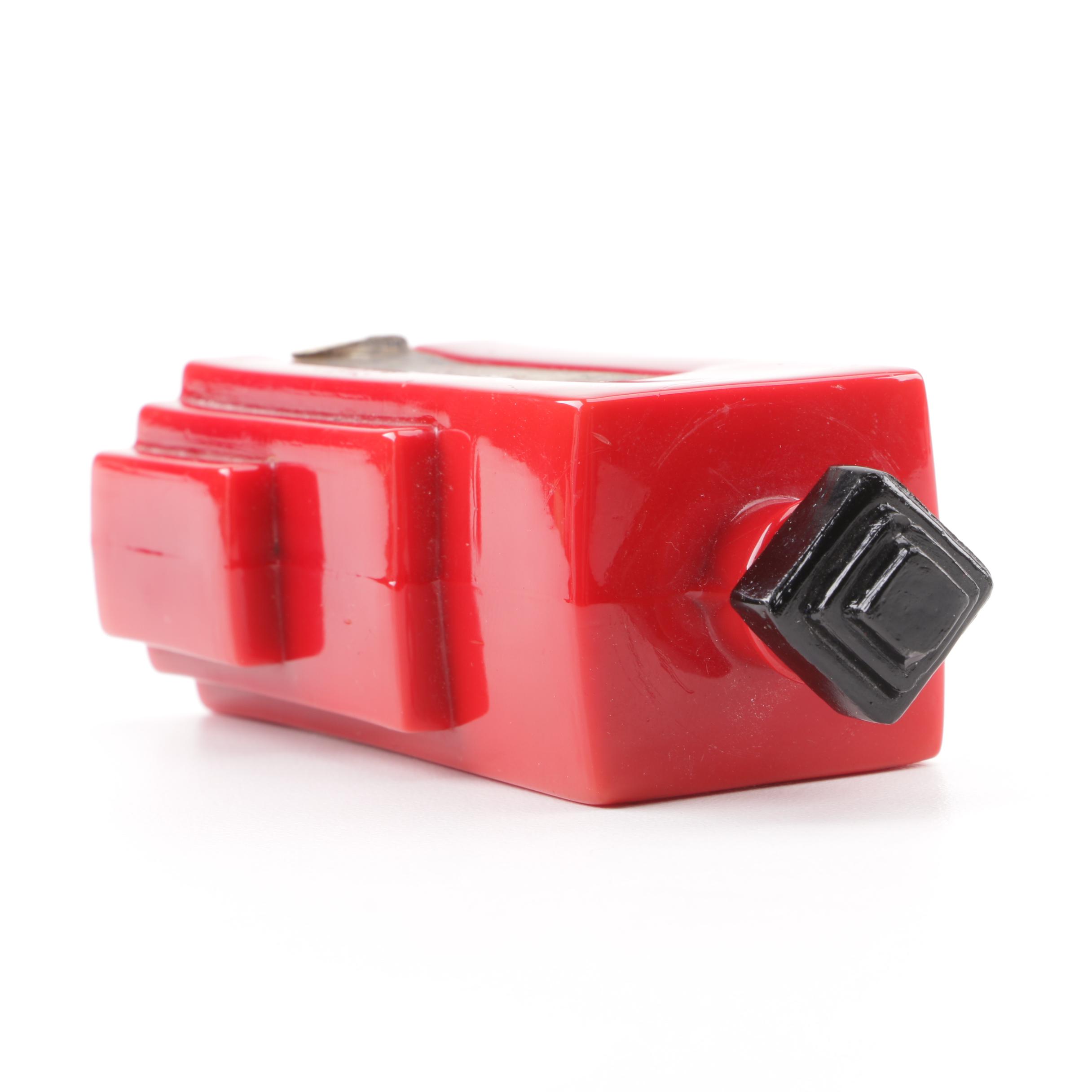 Langlois "Duska" Art Deco Red Glass Perfume Bottle, Circa 1917