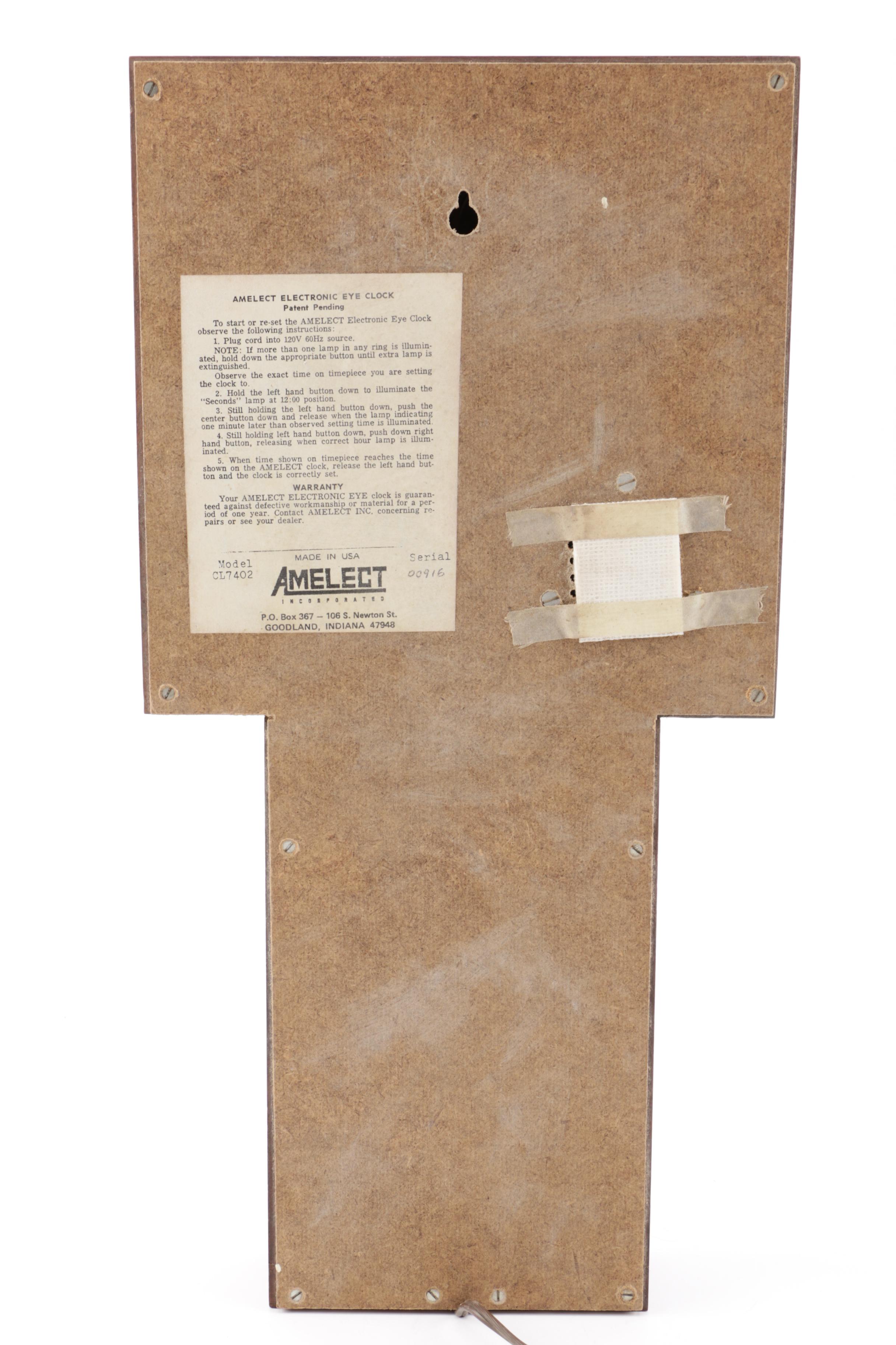 Amelect "Electronic Eye" Wall Clock, Mid Century