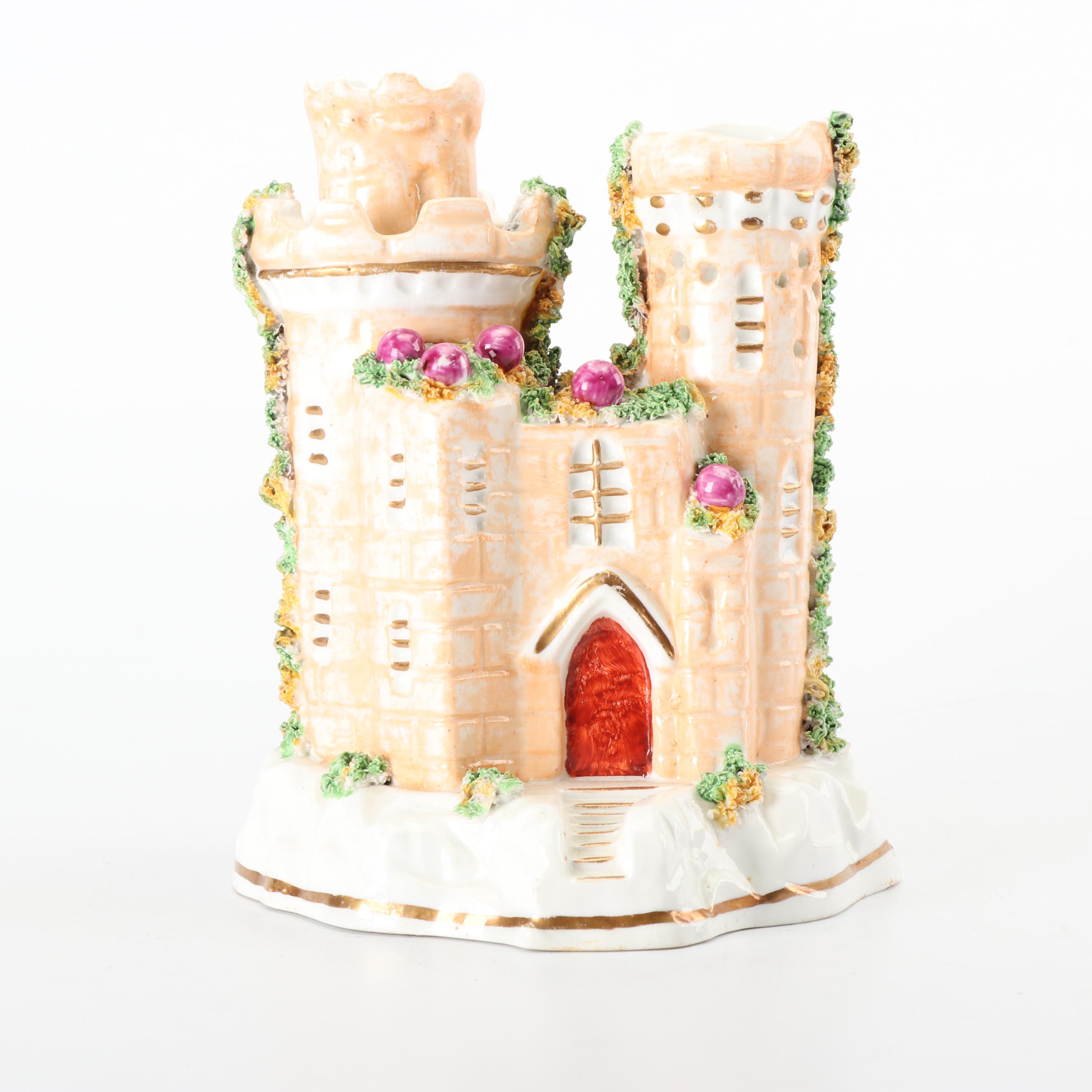 Staffordshire Figurine of Warwick Castle, 19th Century