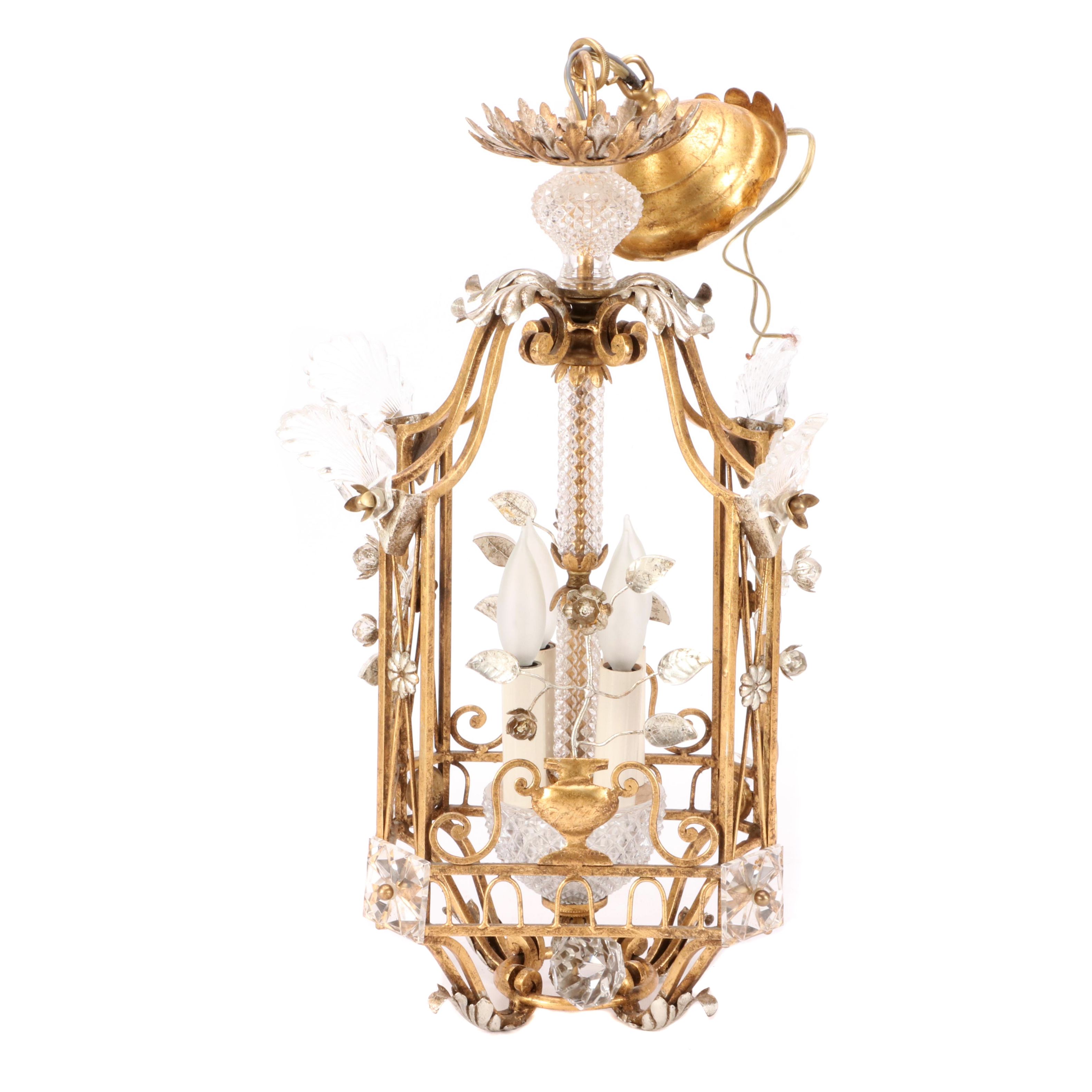 Gilt and Cut Glass Light Fixture