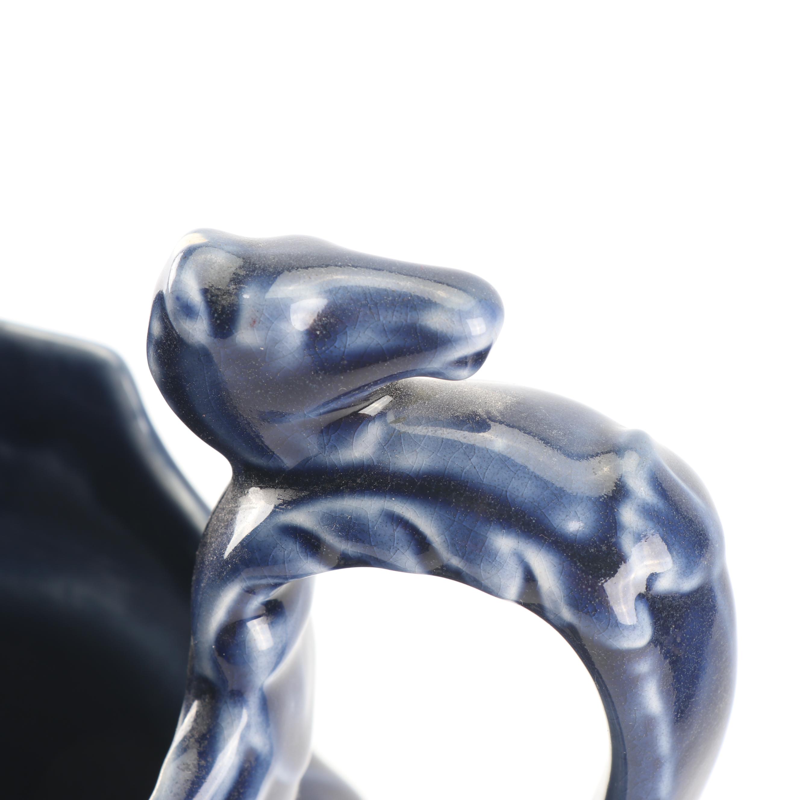 Arthur Wood Blue Glazed Pottery Pitcher with English Transfer-Printed Teapot